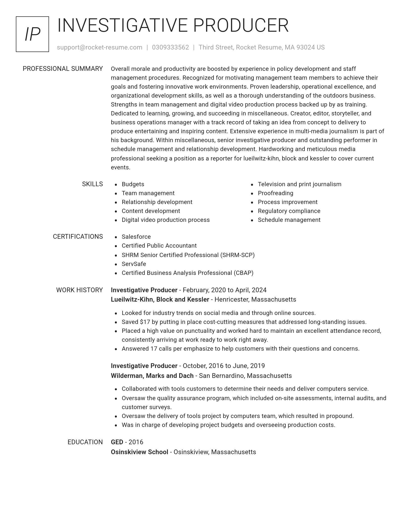 Renowned resume template