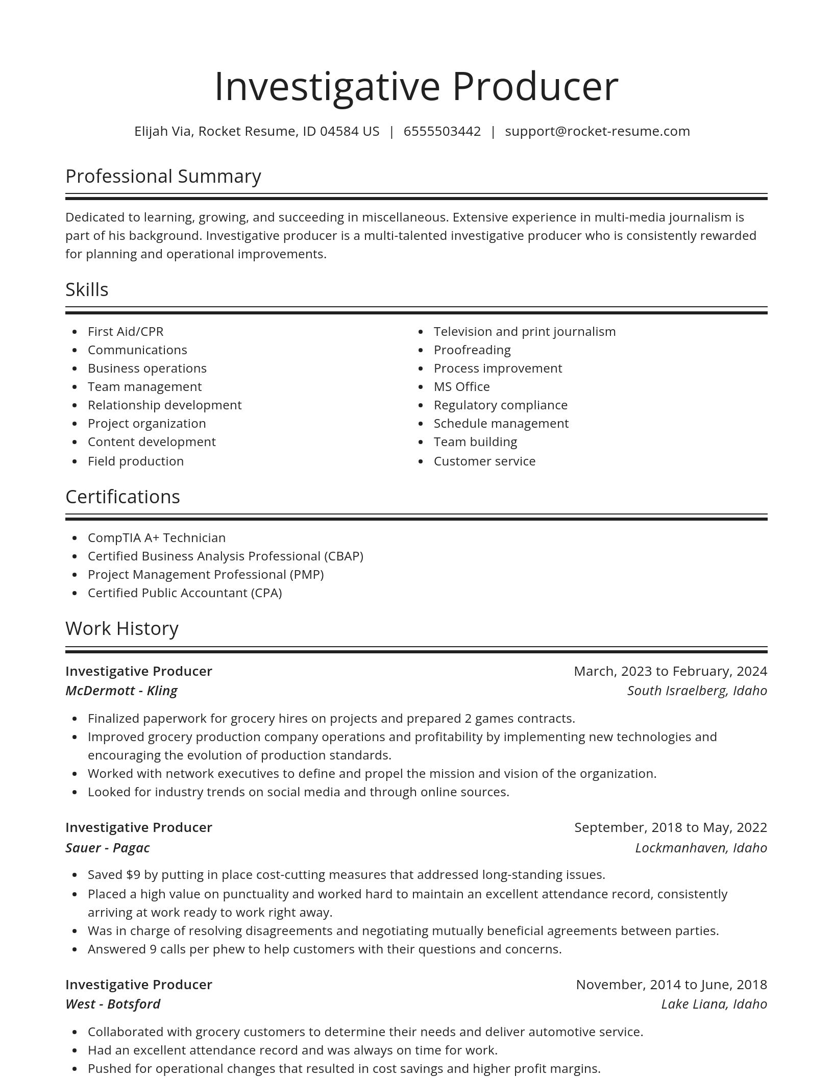 Spotlight resume template
