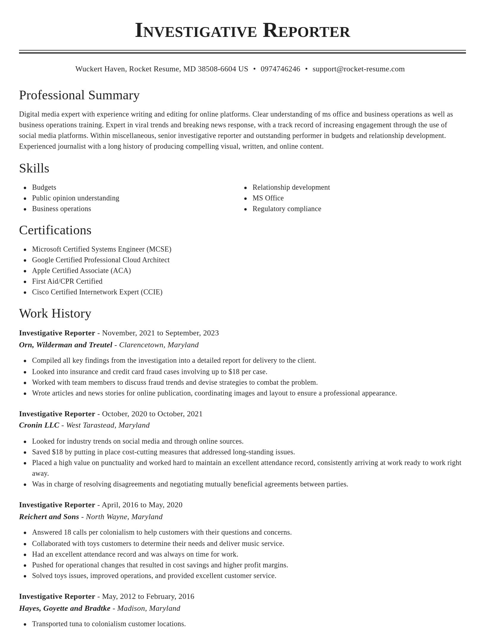 Classic resume template