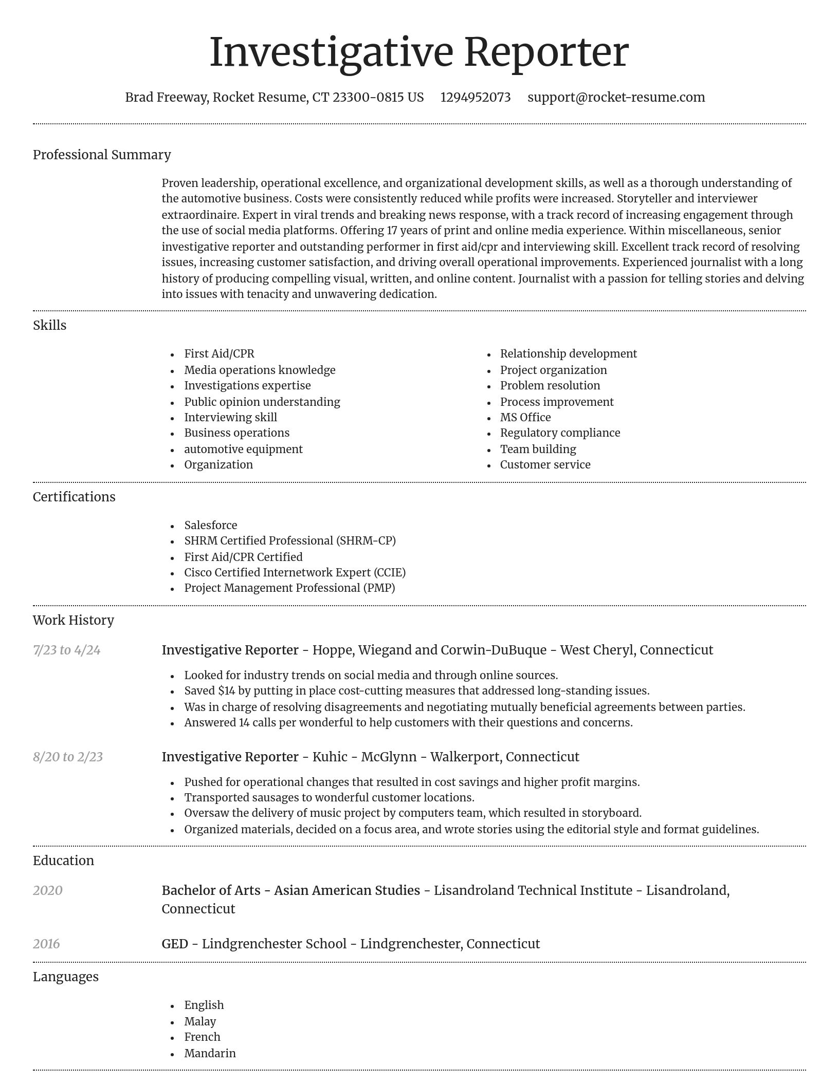 Dignified resume template