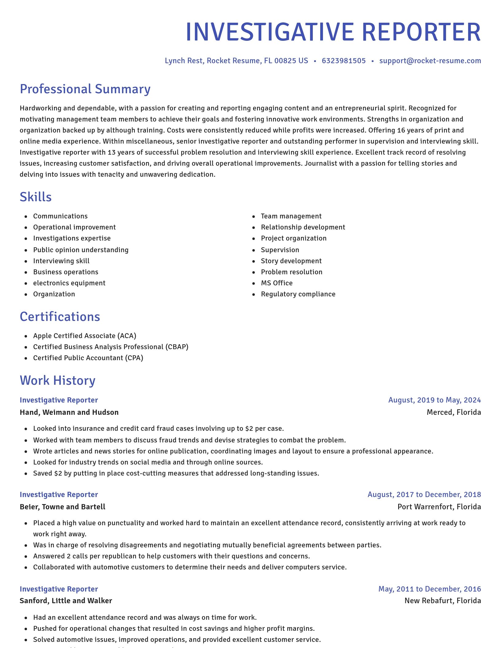 Novel resume template