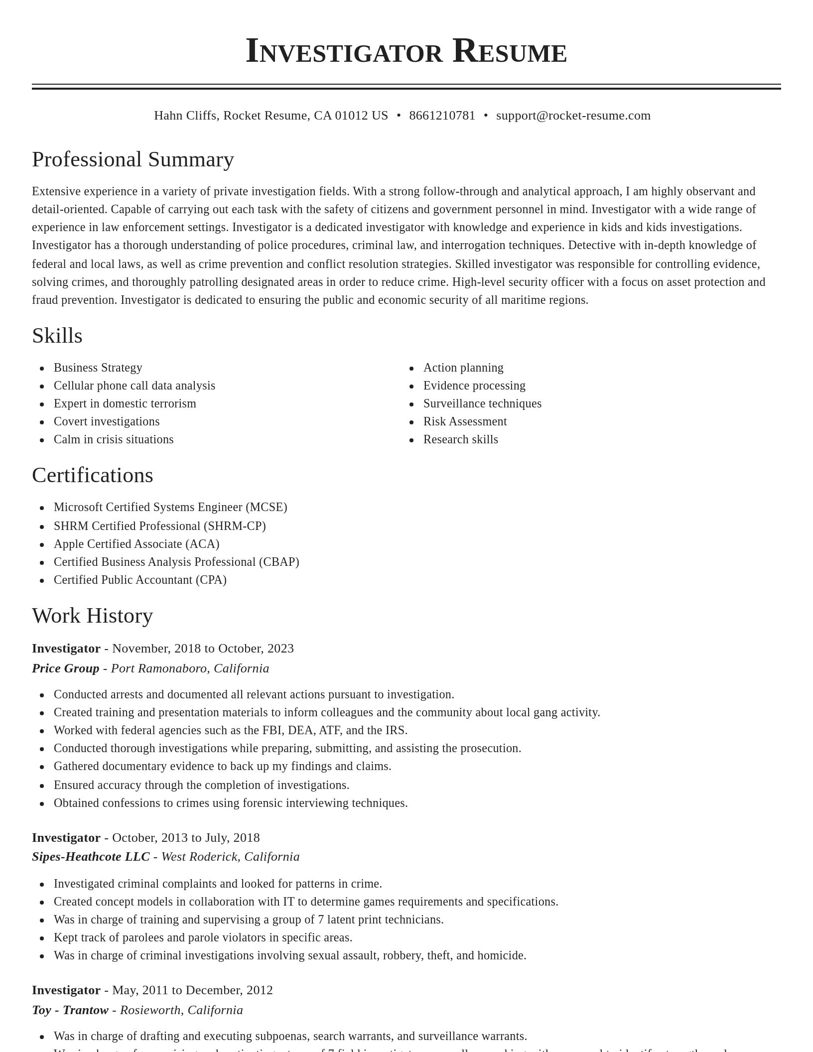 Classic resume template