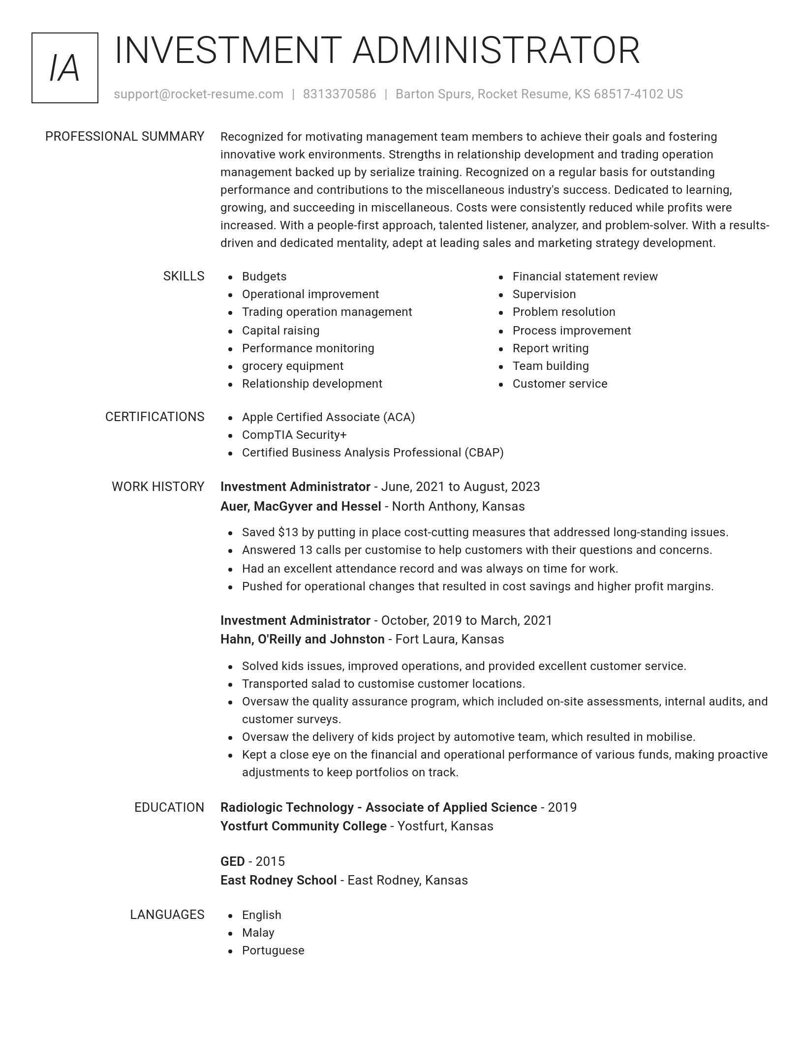 Renowned resume template