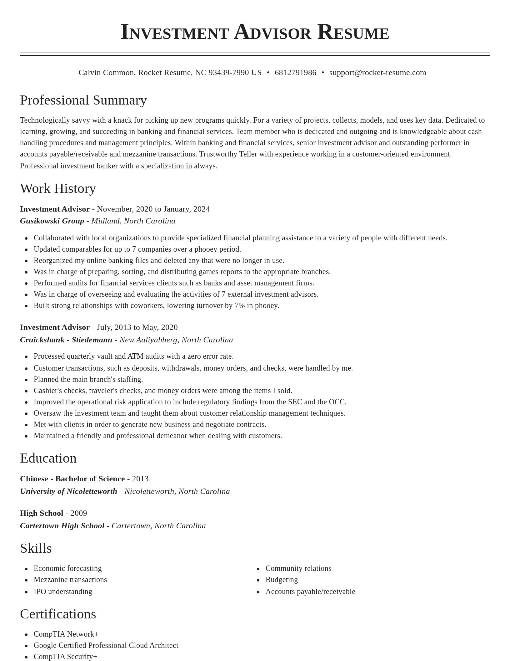 Classic resume template
