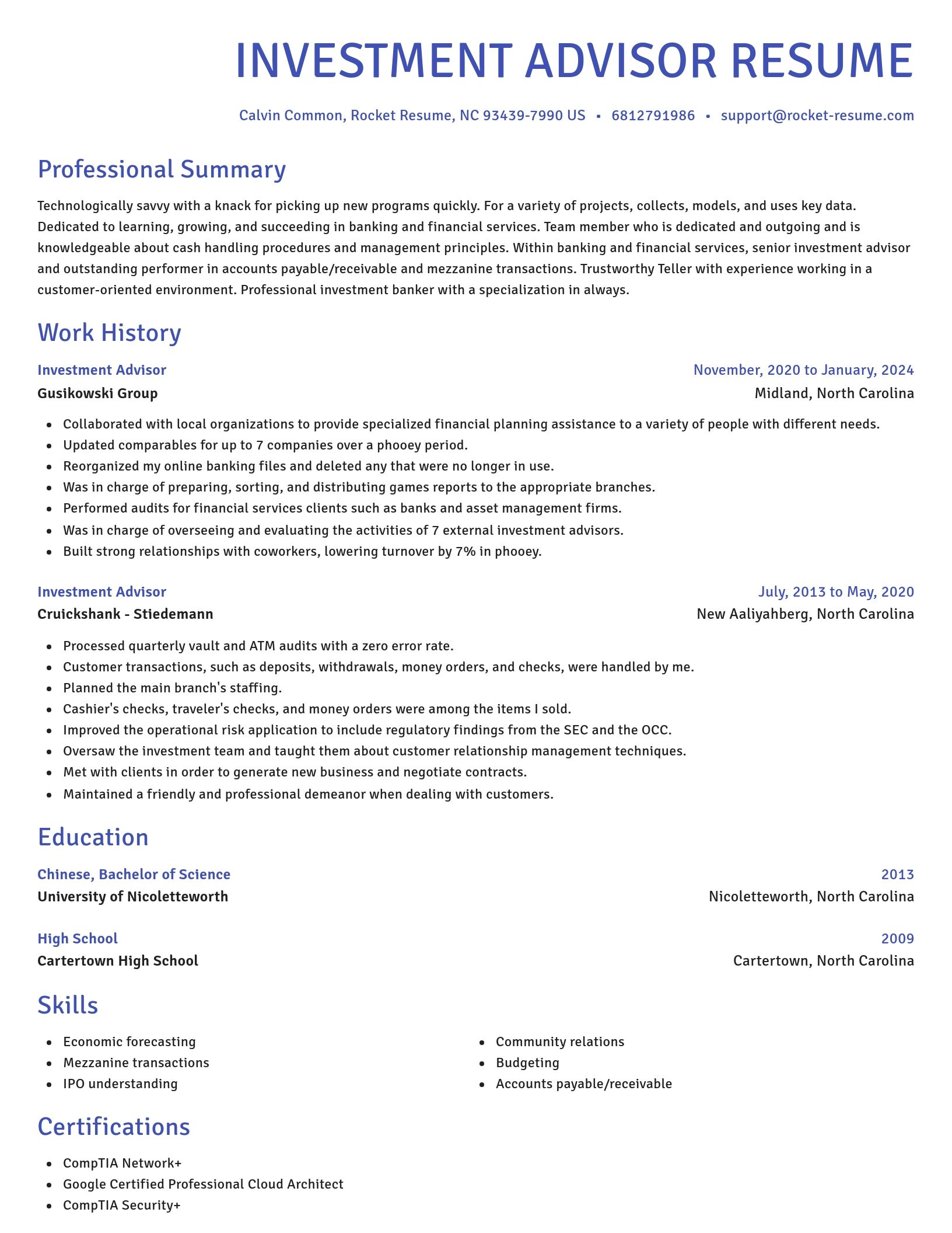 Novel resume template