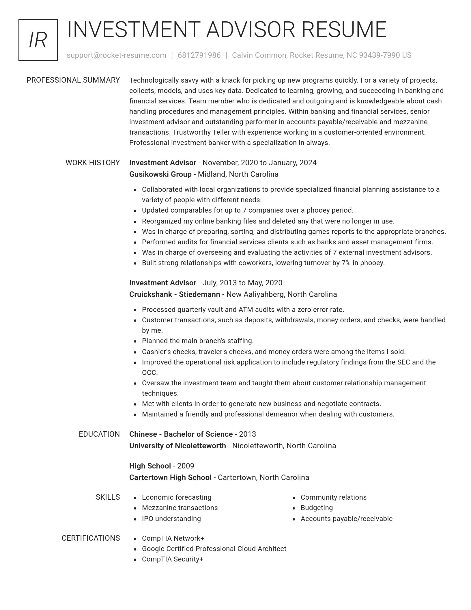 Renowned resume template