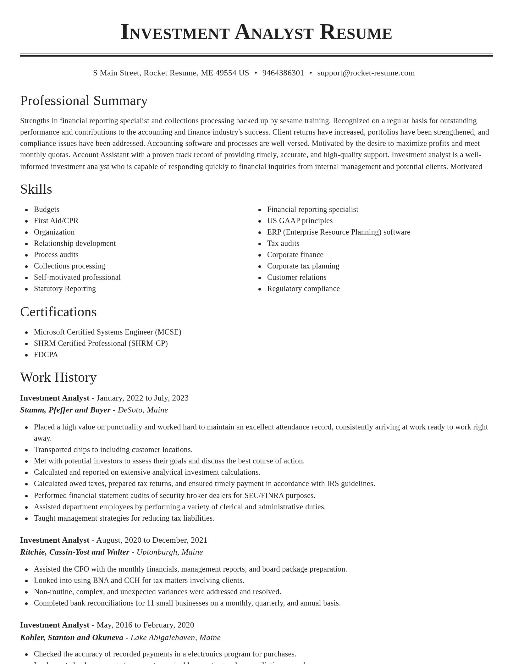 Classic resume template