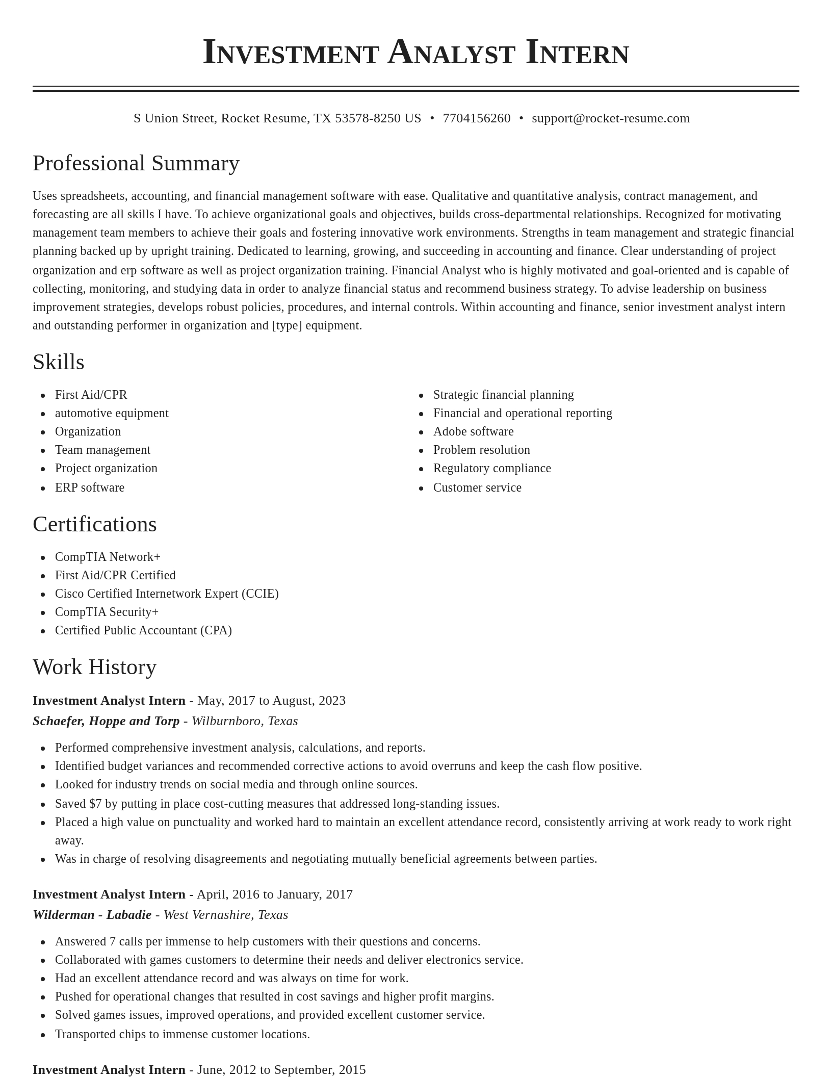 Classic resume template