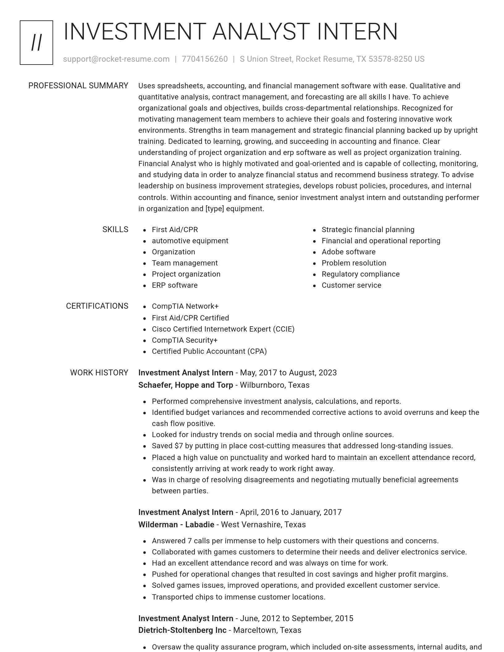 Renowned resume template