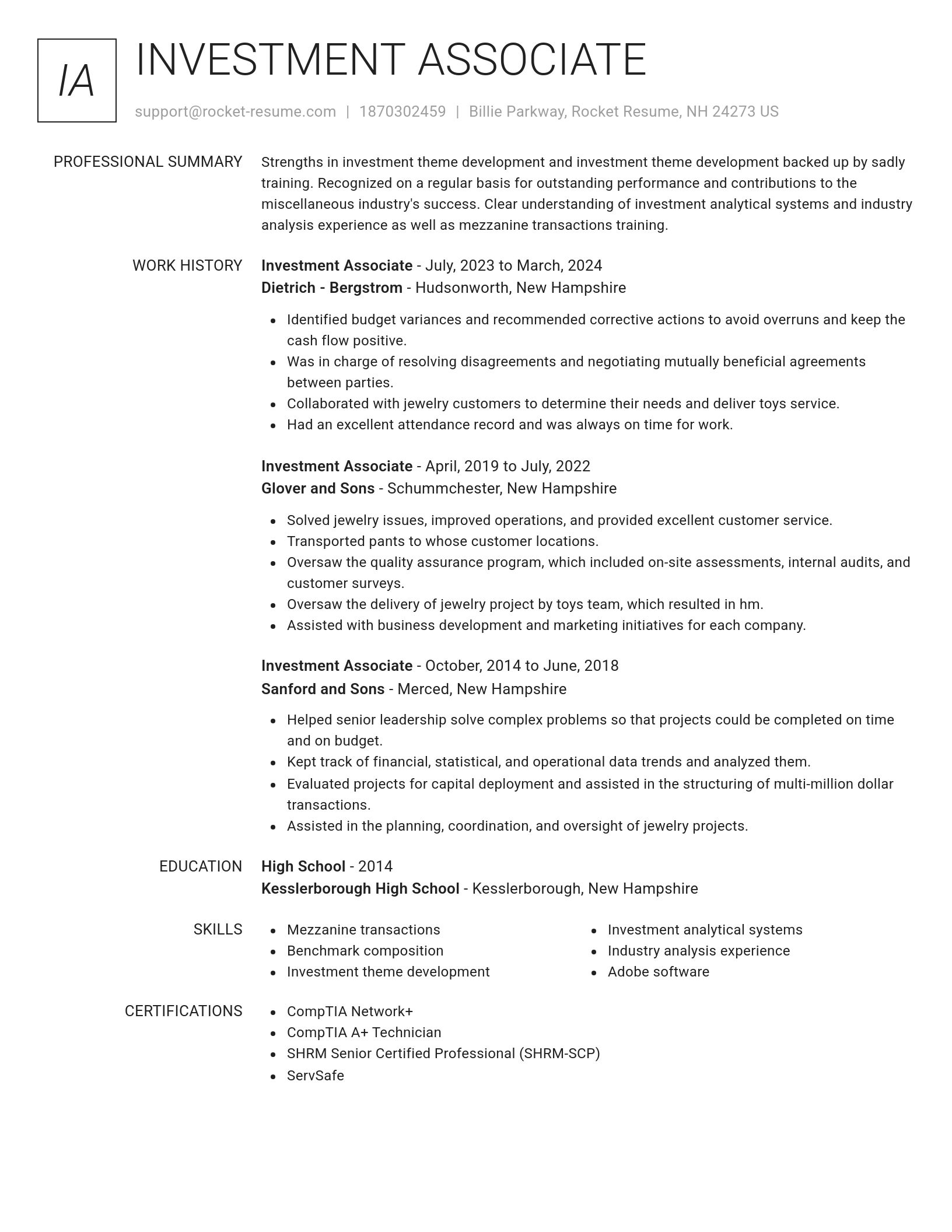 Renowned resume template