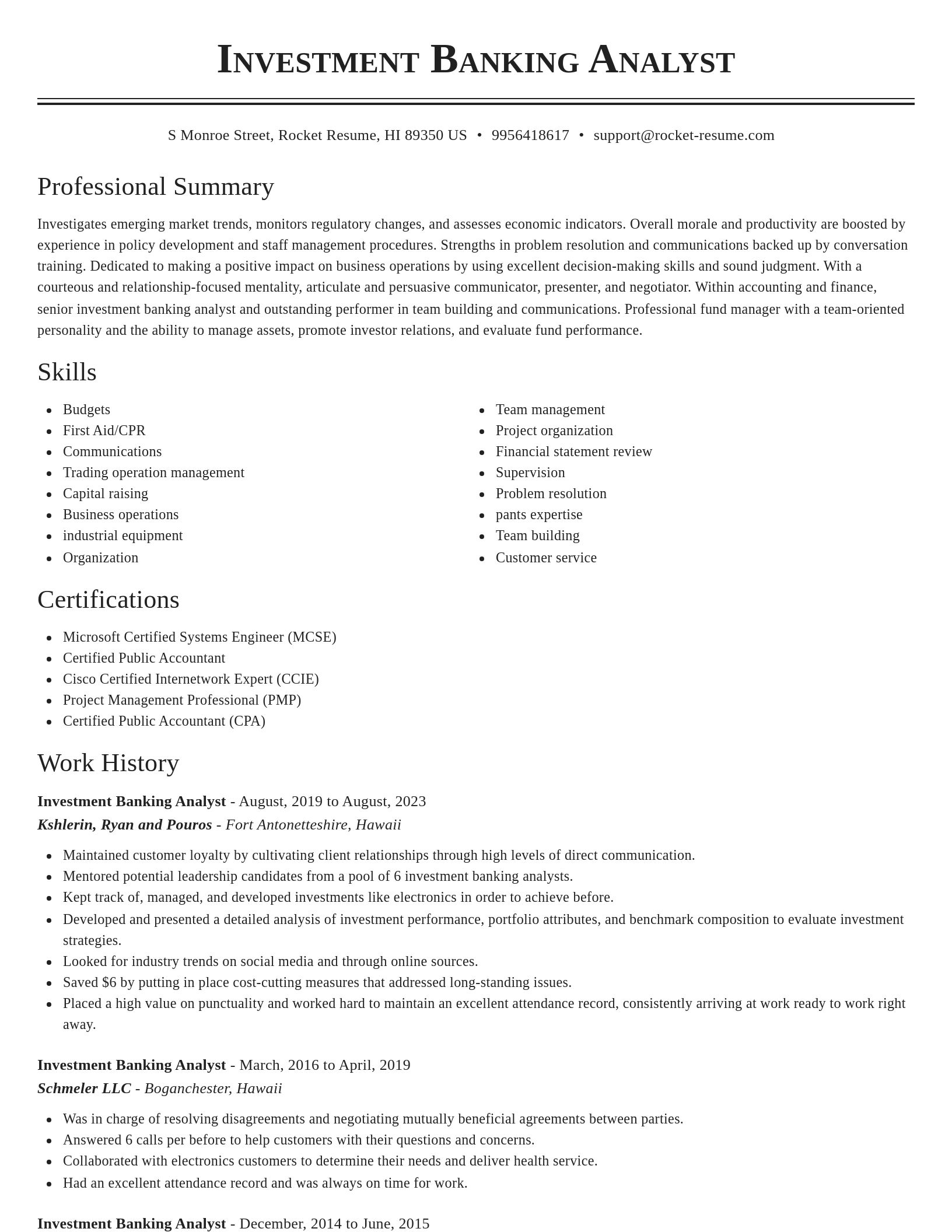 Classic resume template
