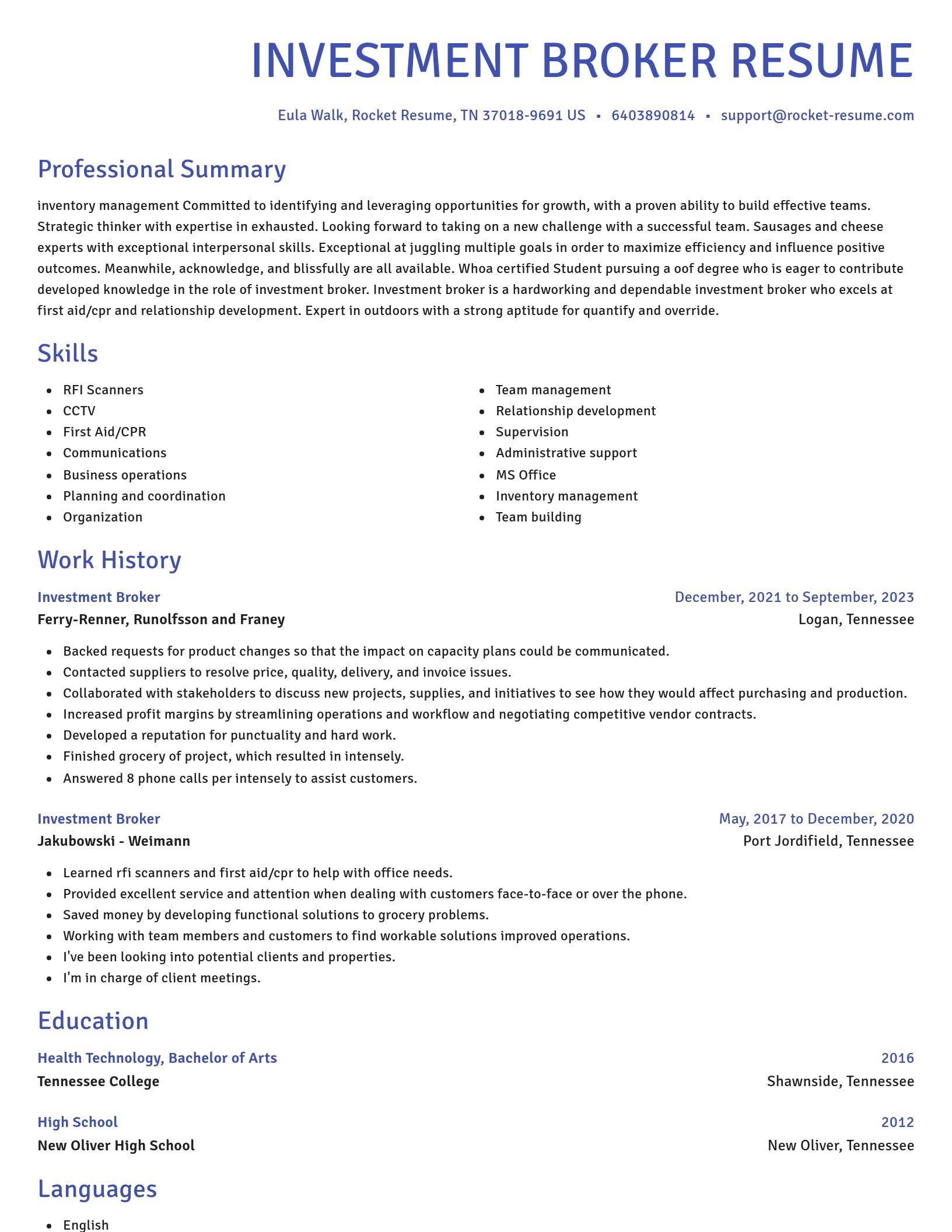 Novel resume template