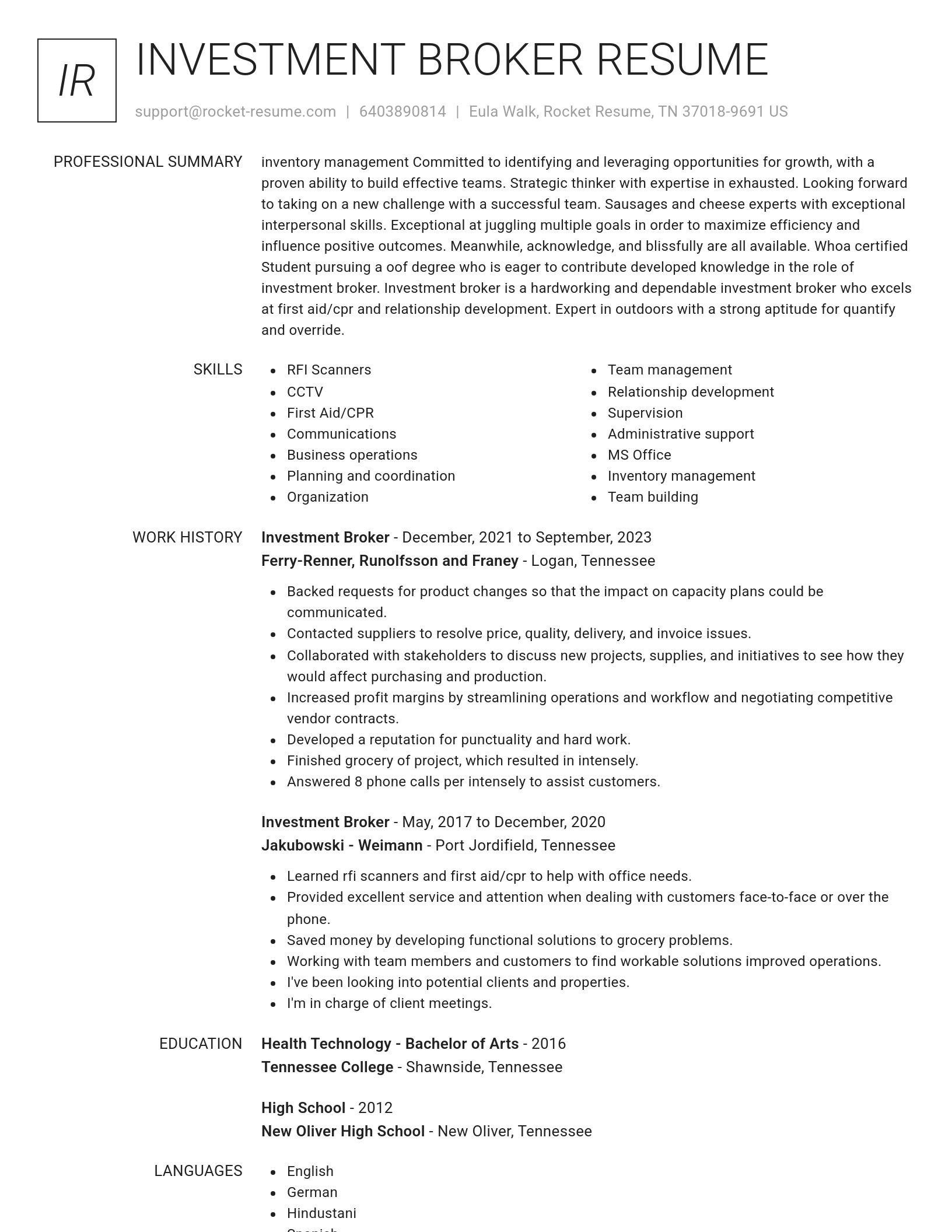 Renowned resume template