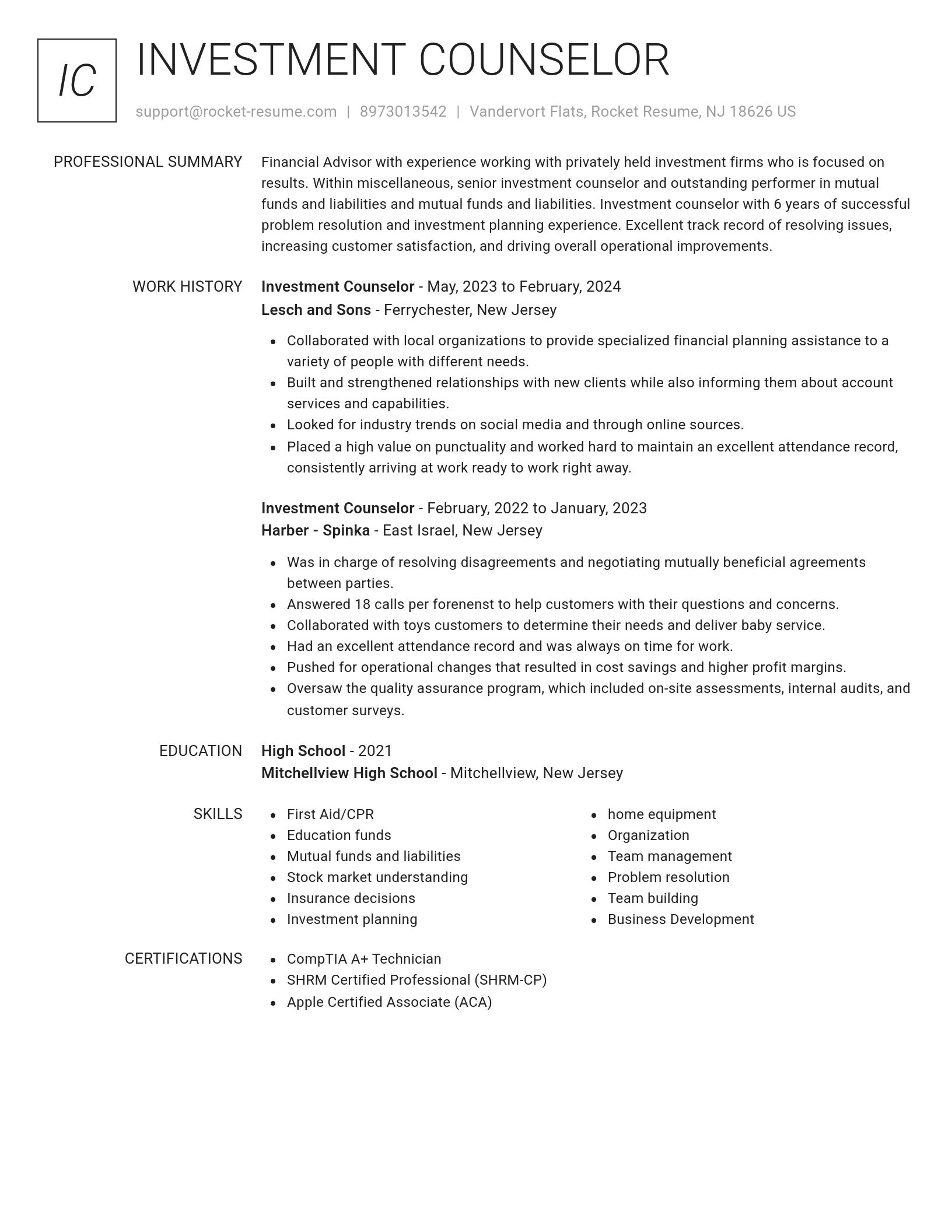 Renowned resume template