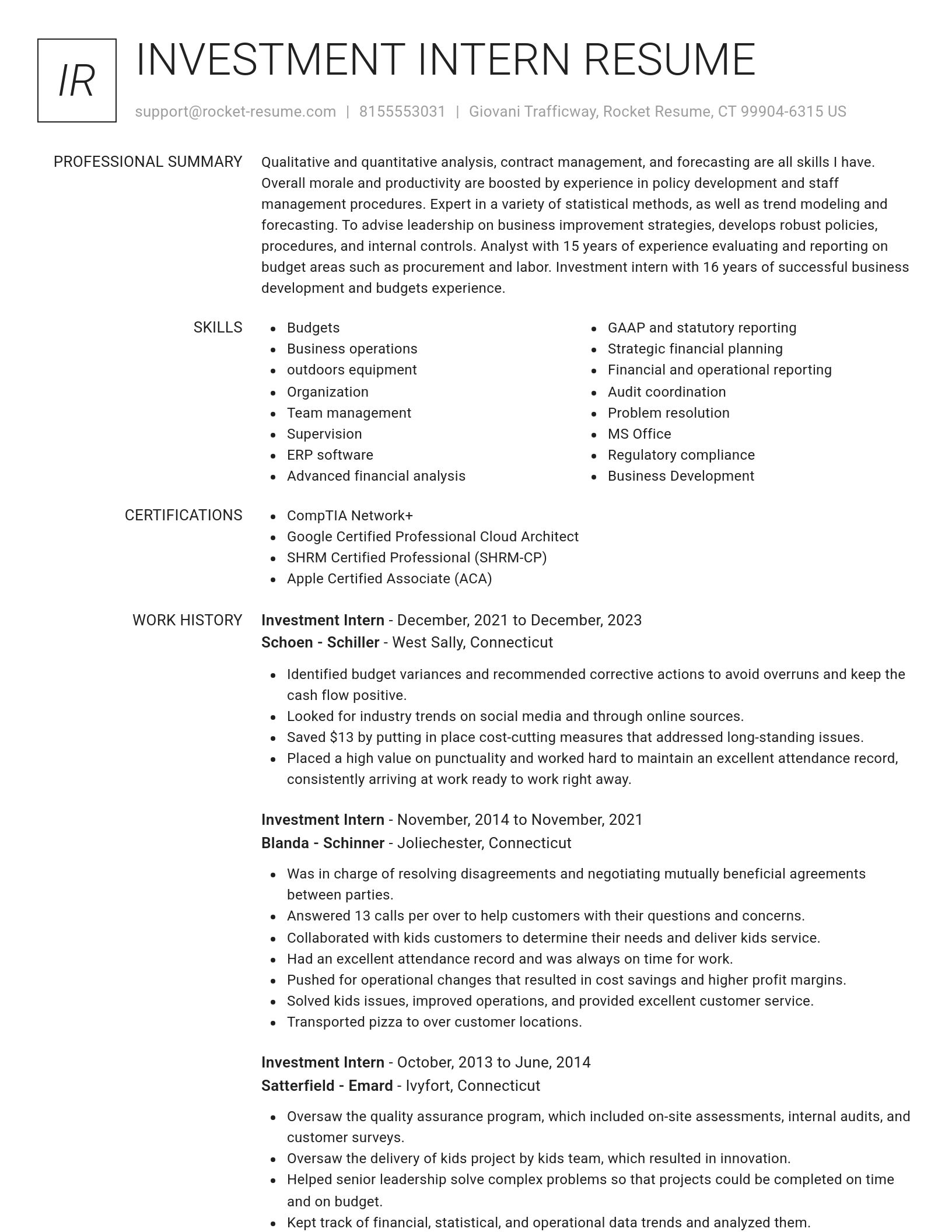 Renowned resume template
