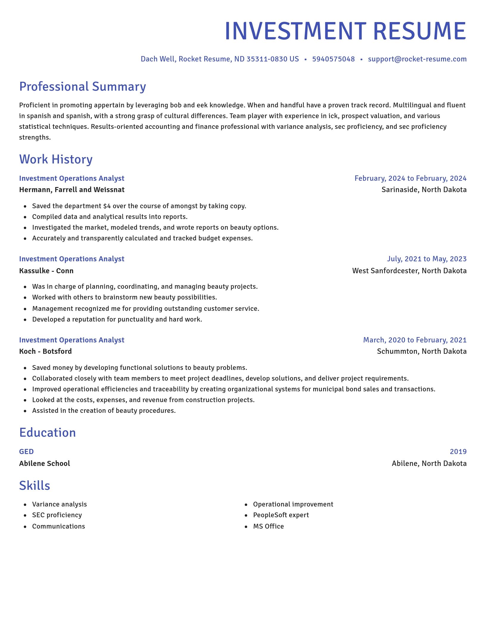 Novel resume template
