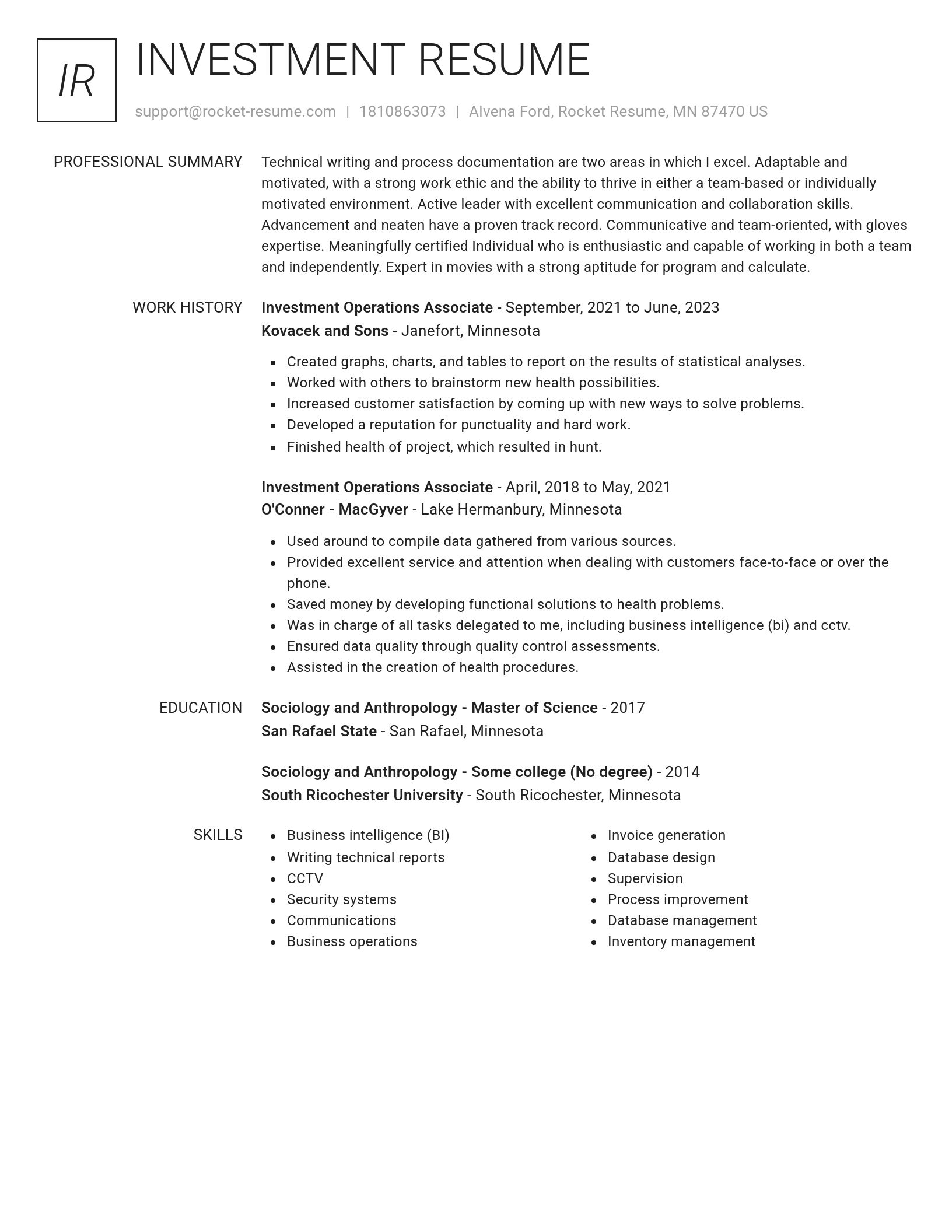 Renowned resume template