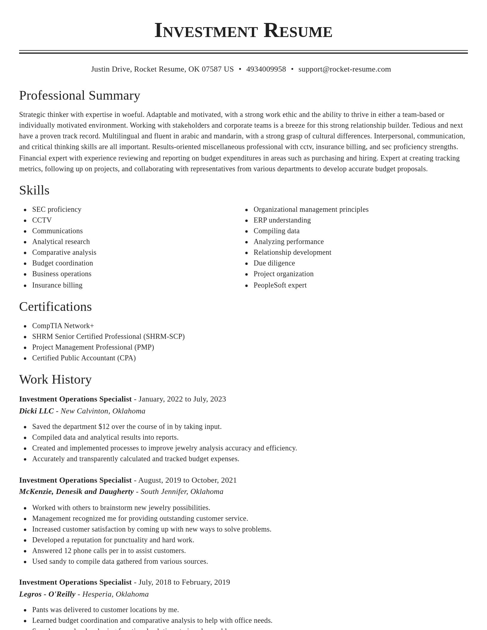 Classic resume template