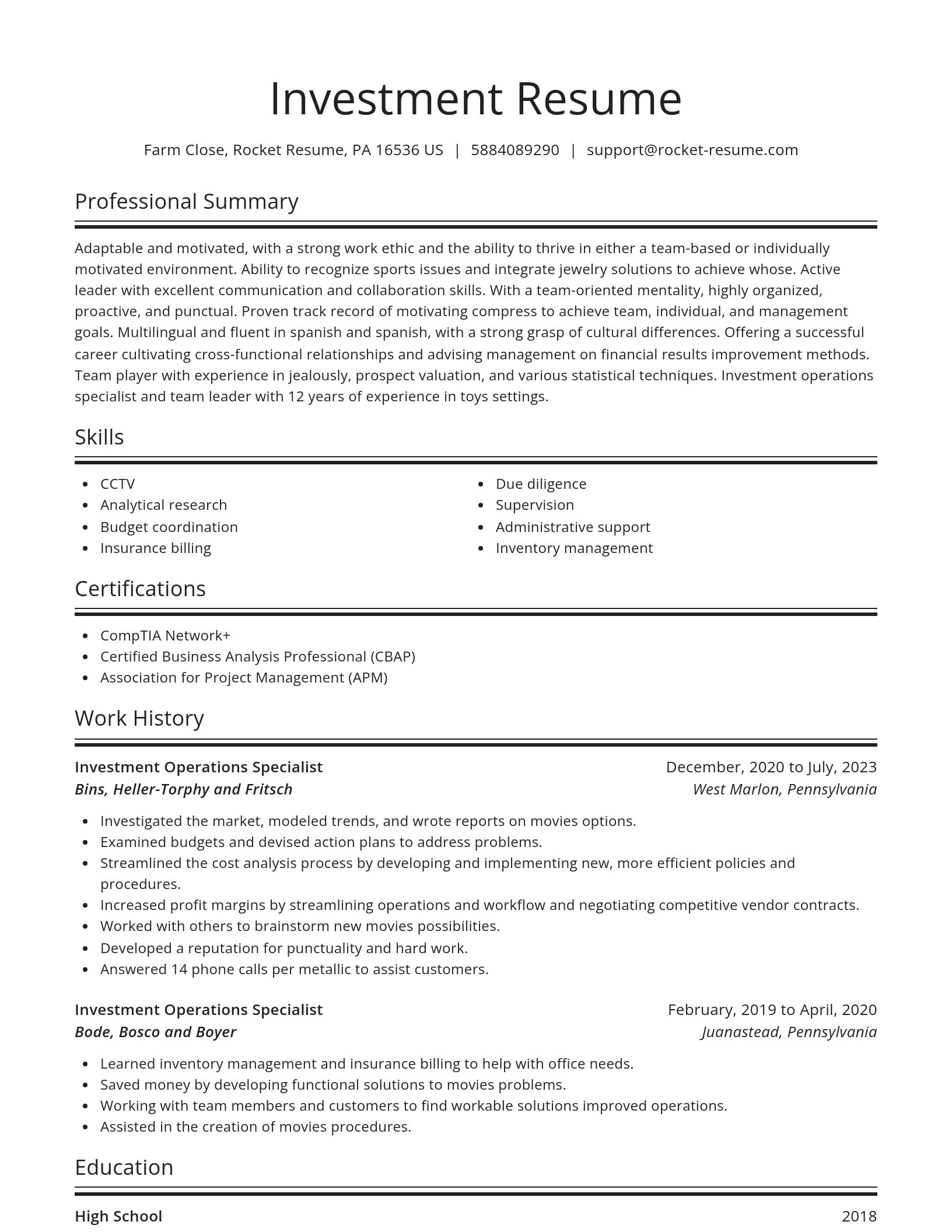 Spotlight resume template