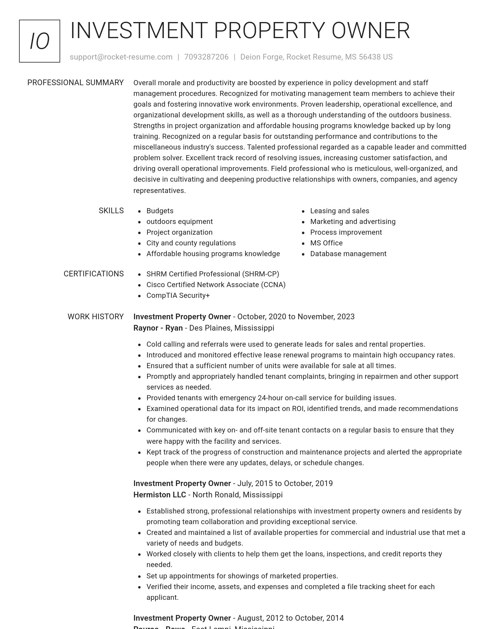Renowned resume template