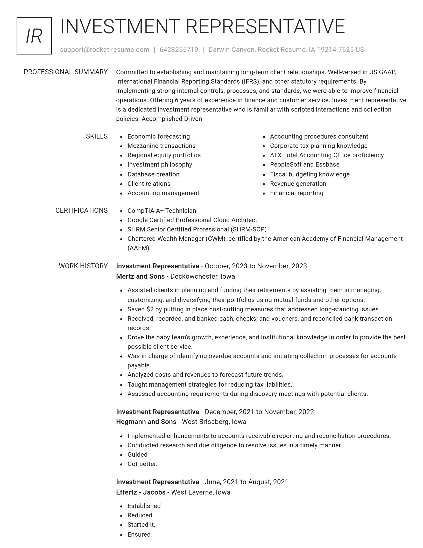 Renowned resume template
