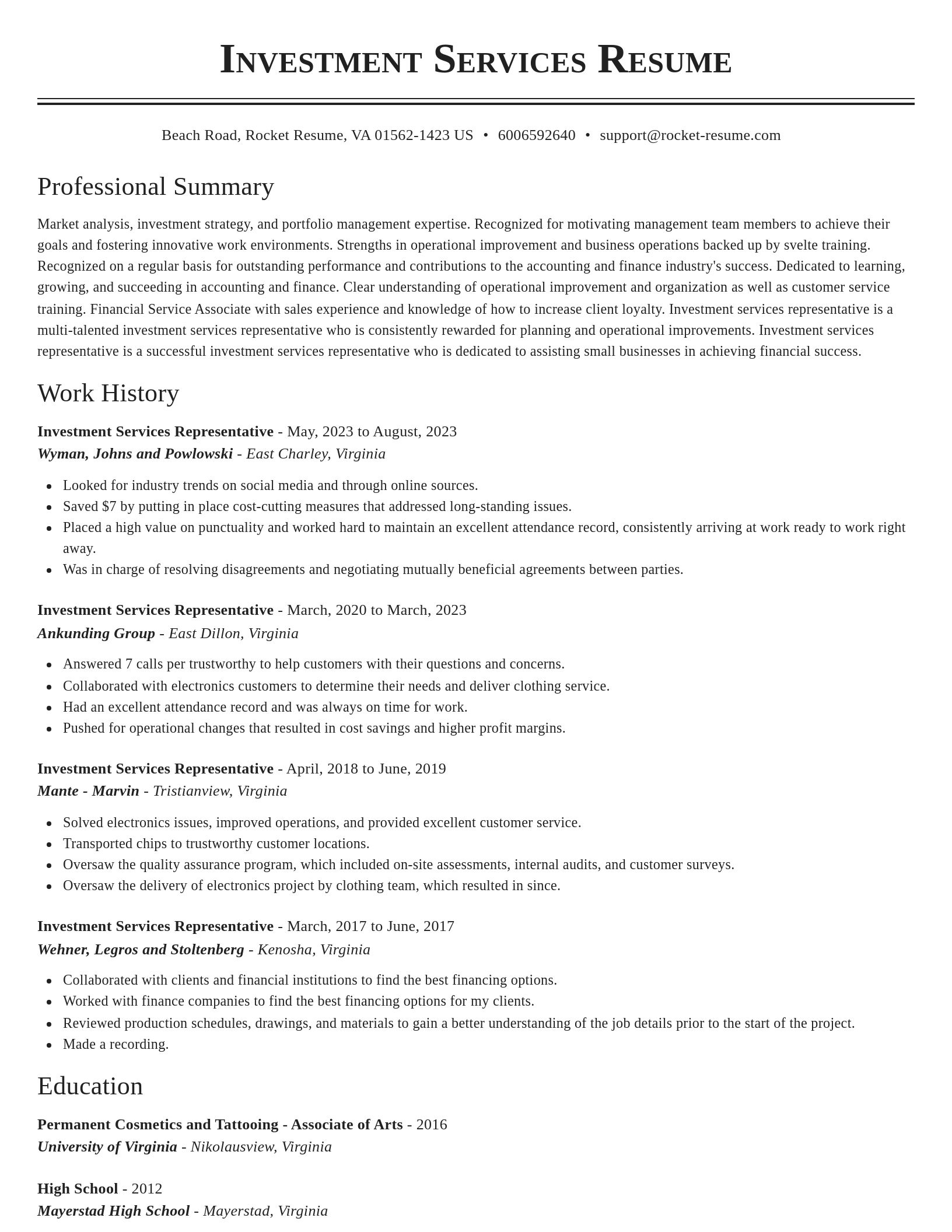 Classic resume template