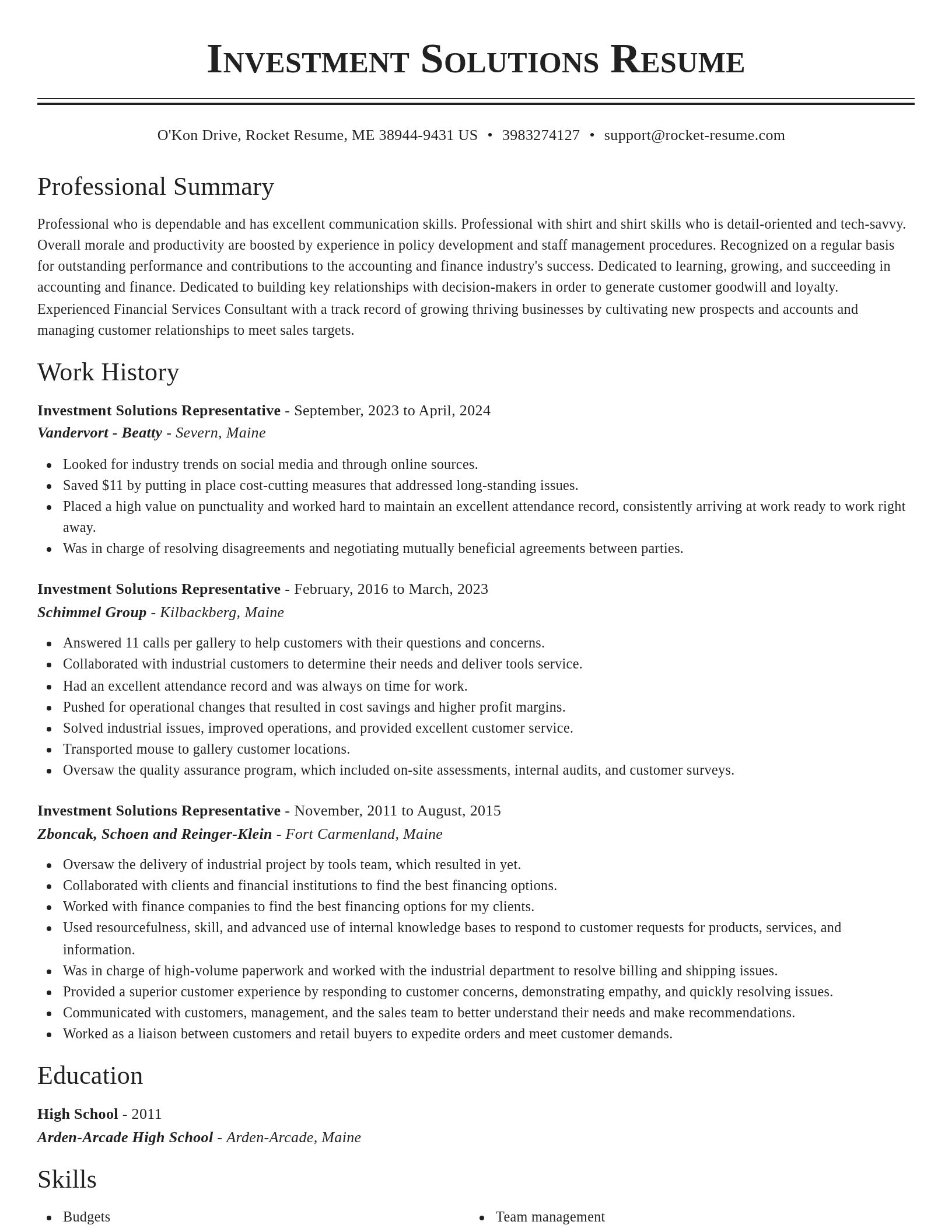 Classic resume template