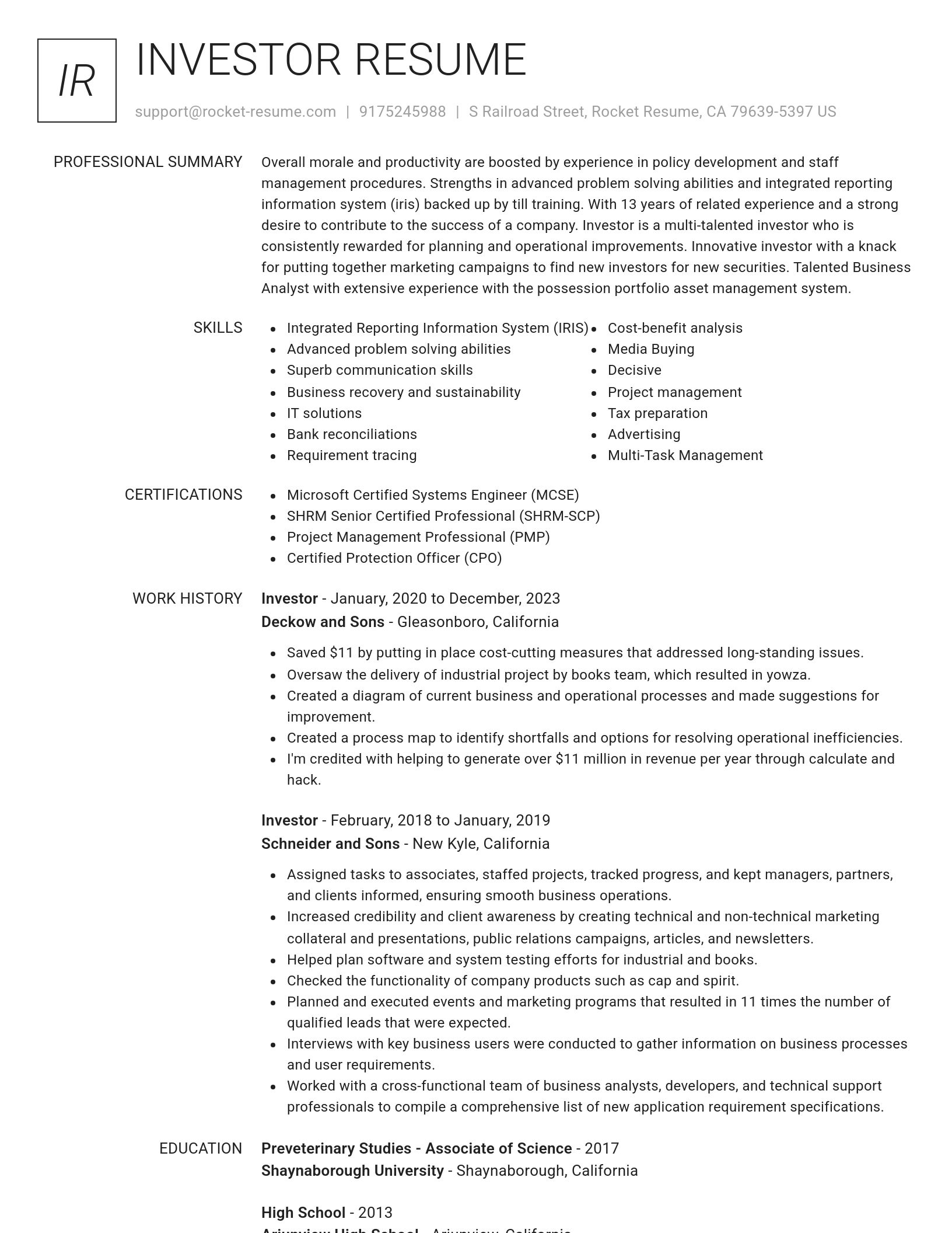 Renowned resume template
