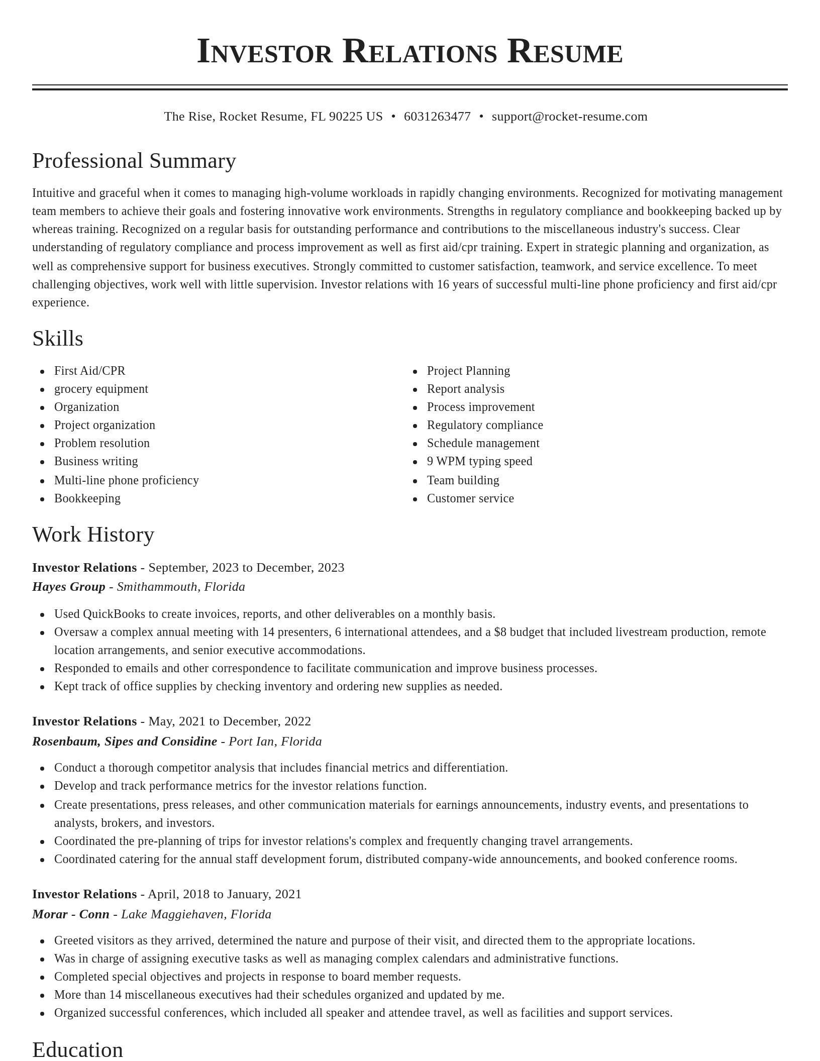 Classic resume template