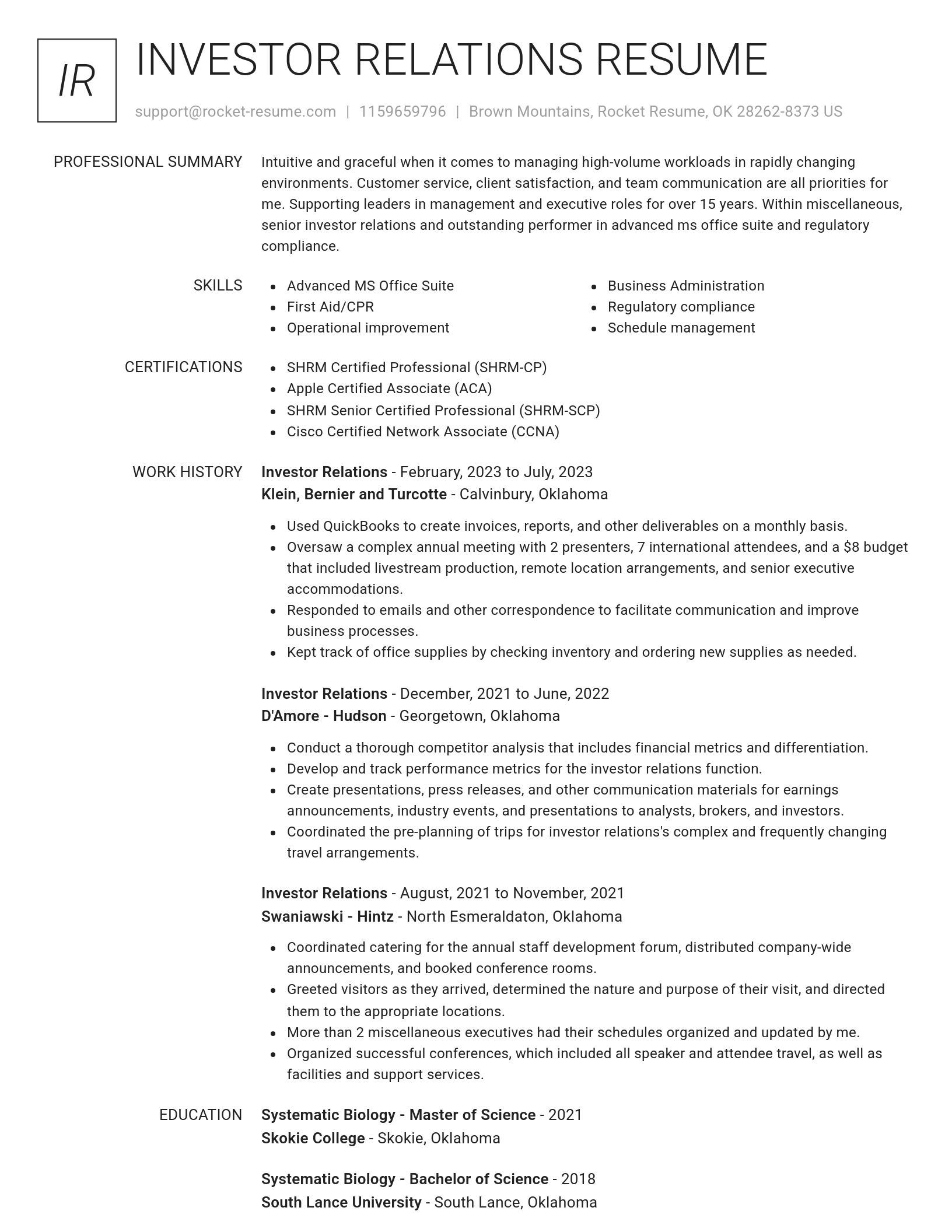 Renowned resume template