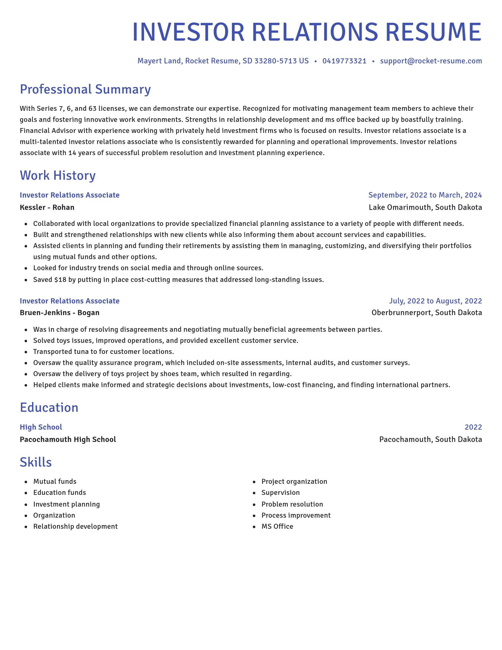 Novel resume template