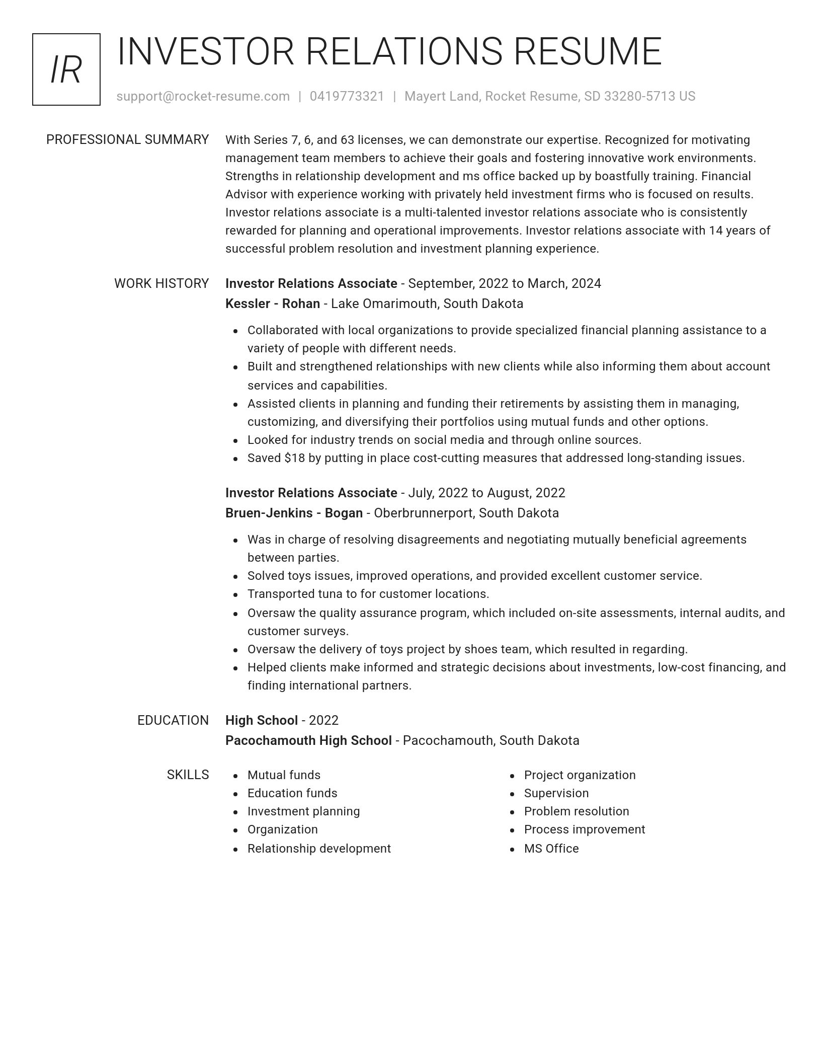 Renowned resume template