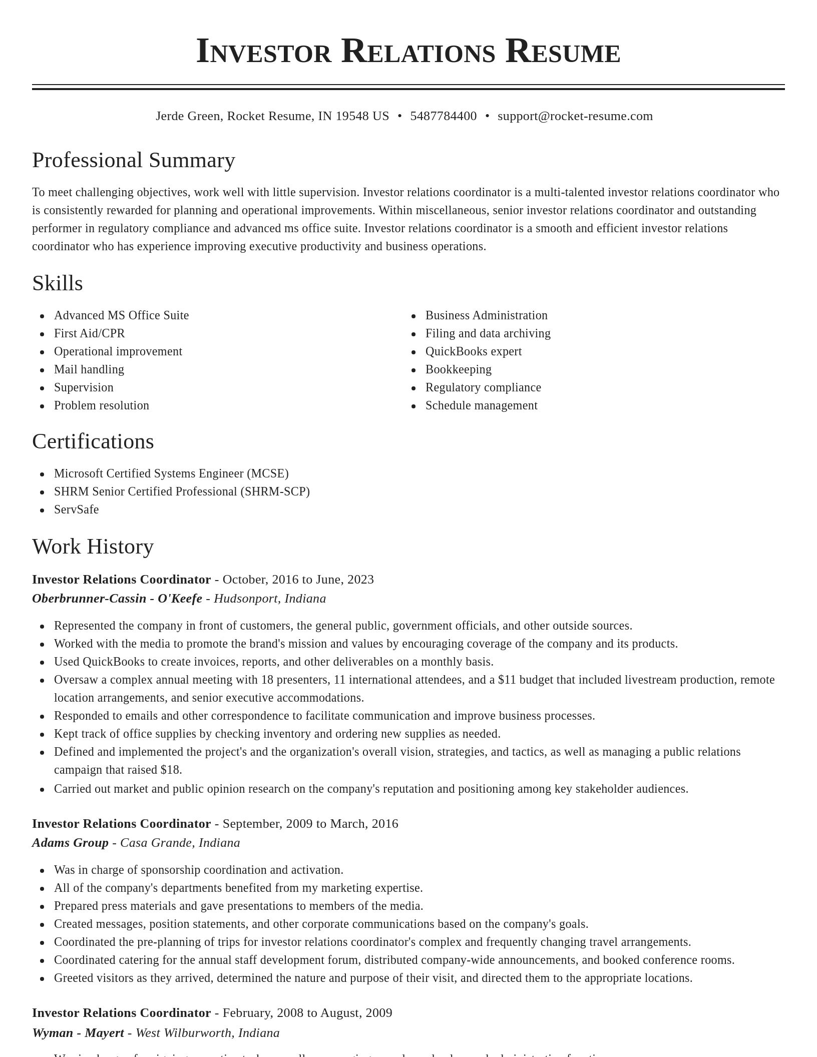 Classic resume template