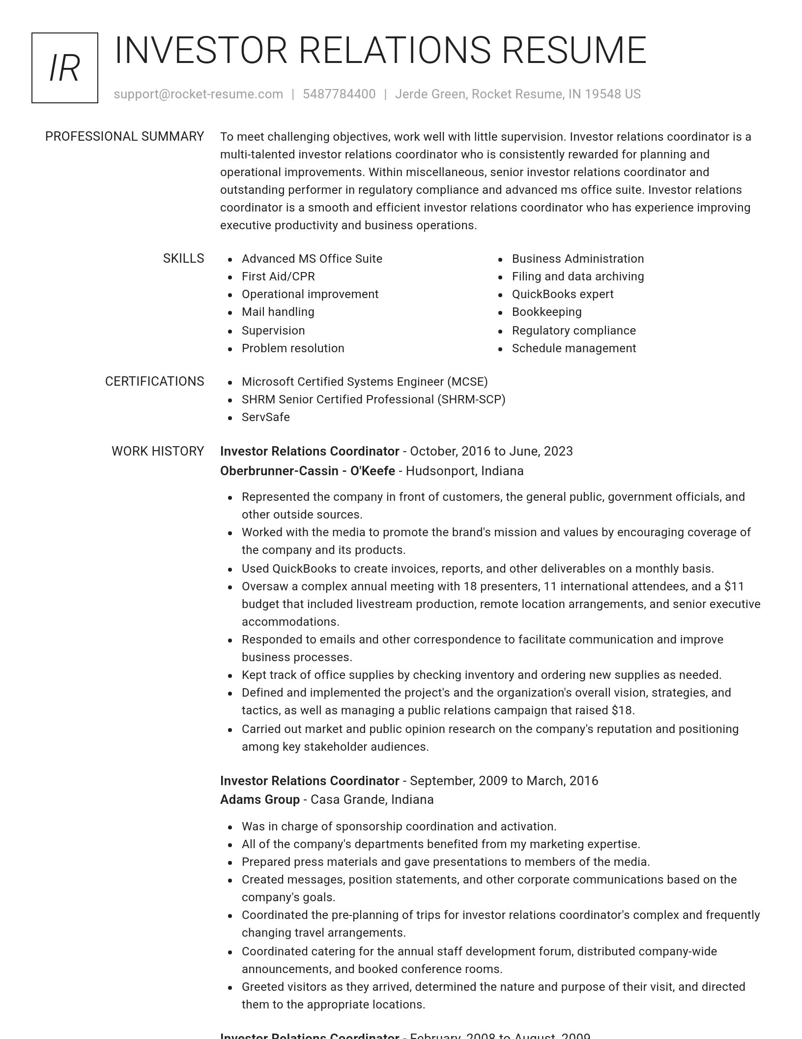 Renowned resume template