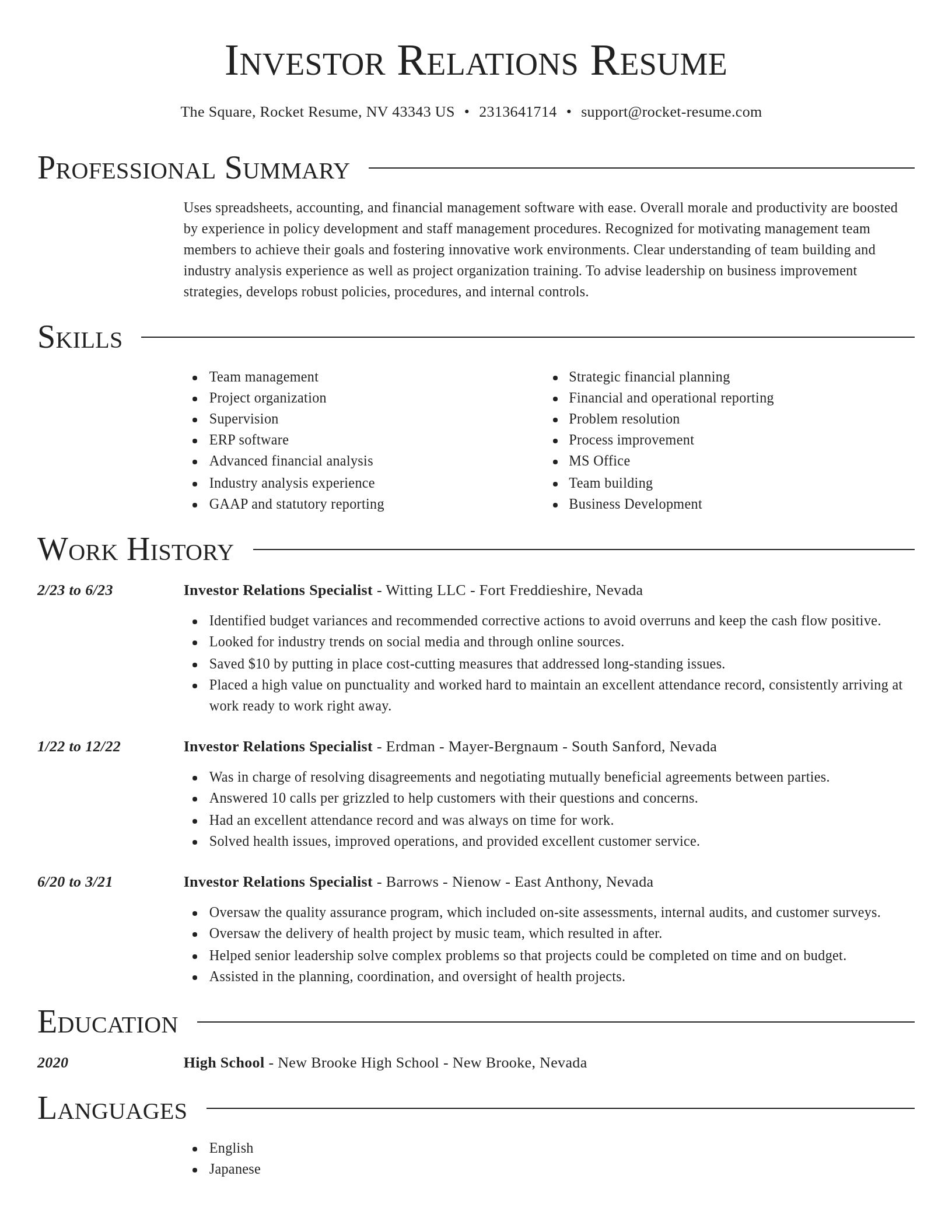 Director resume template
