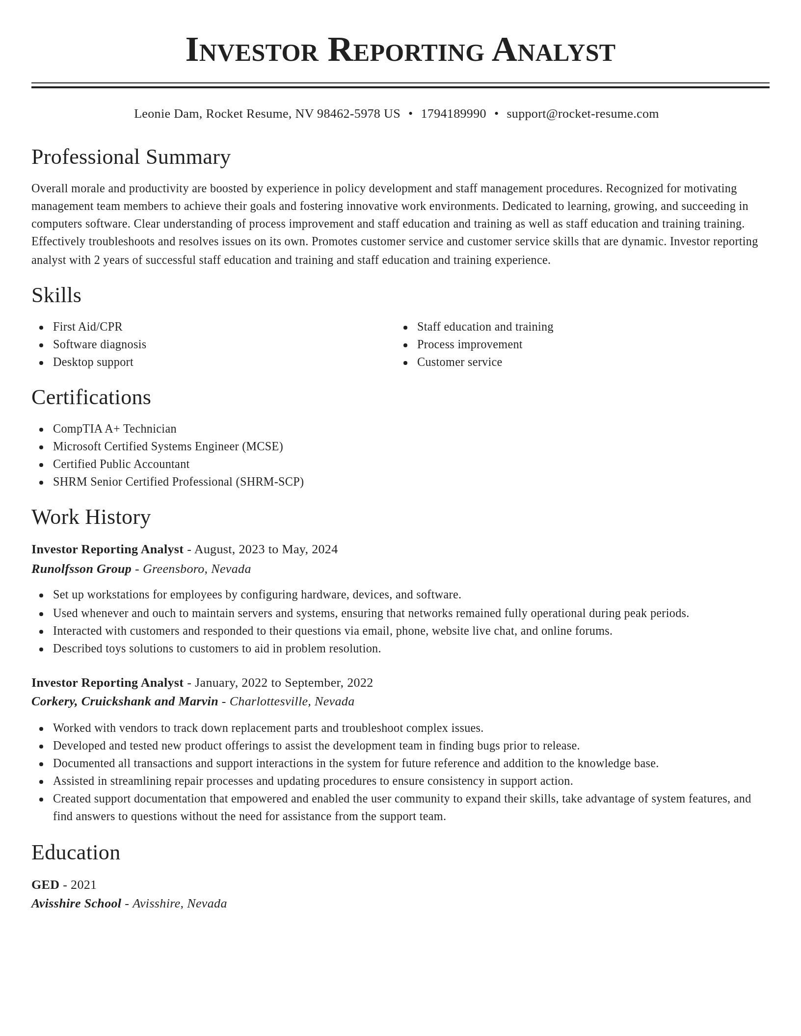 Classic resume template