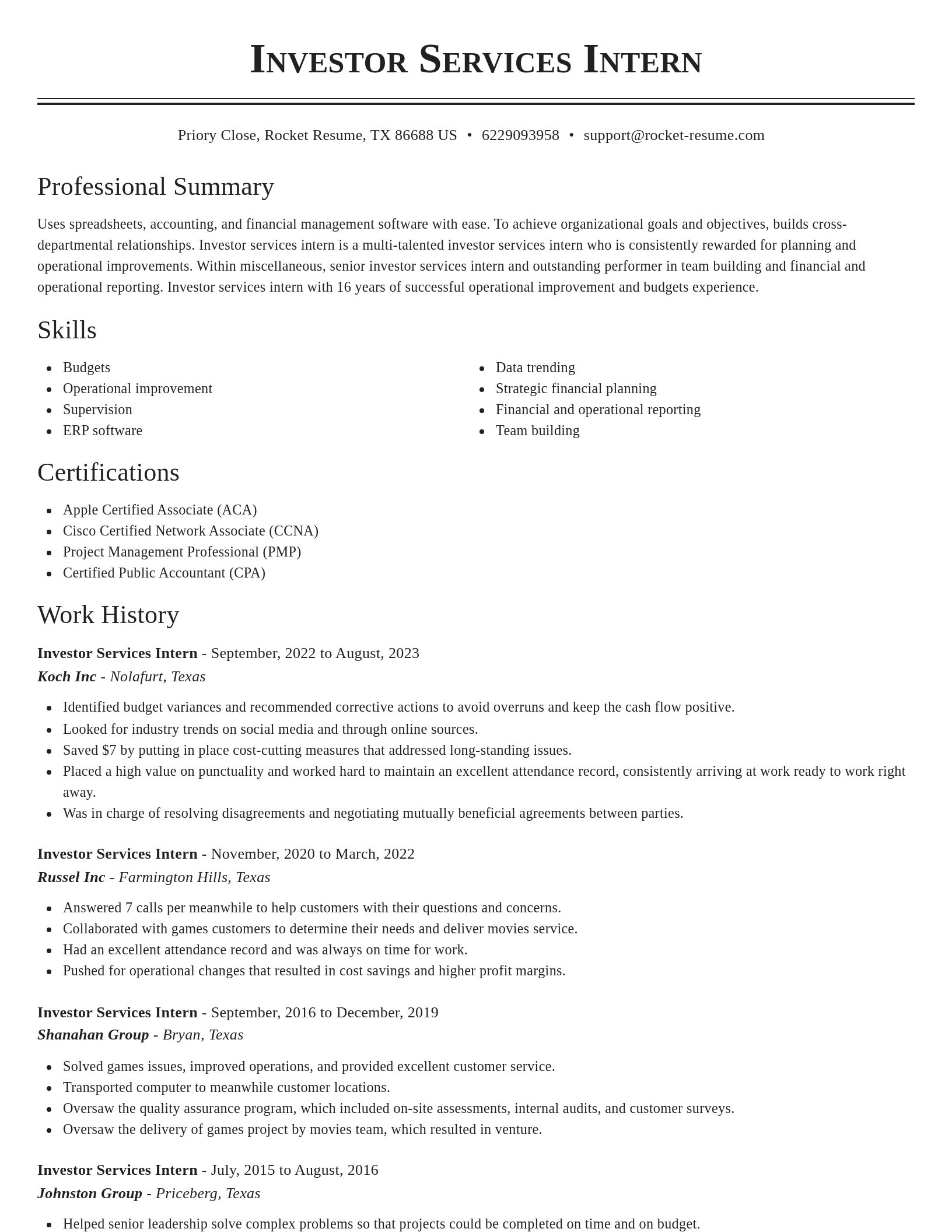 Classic resume template