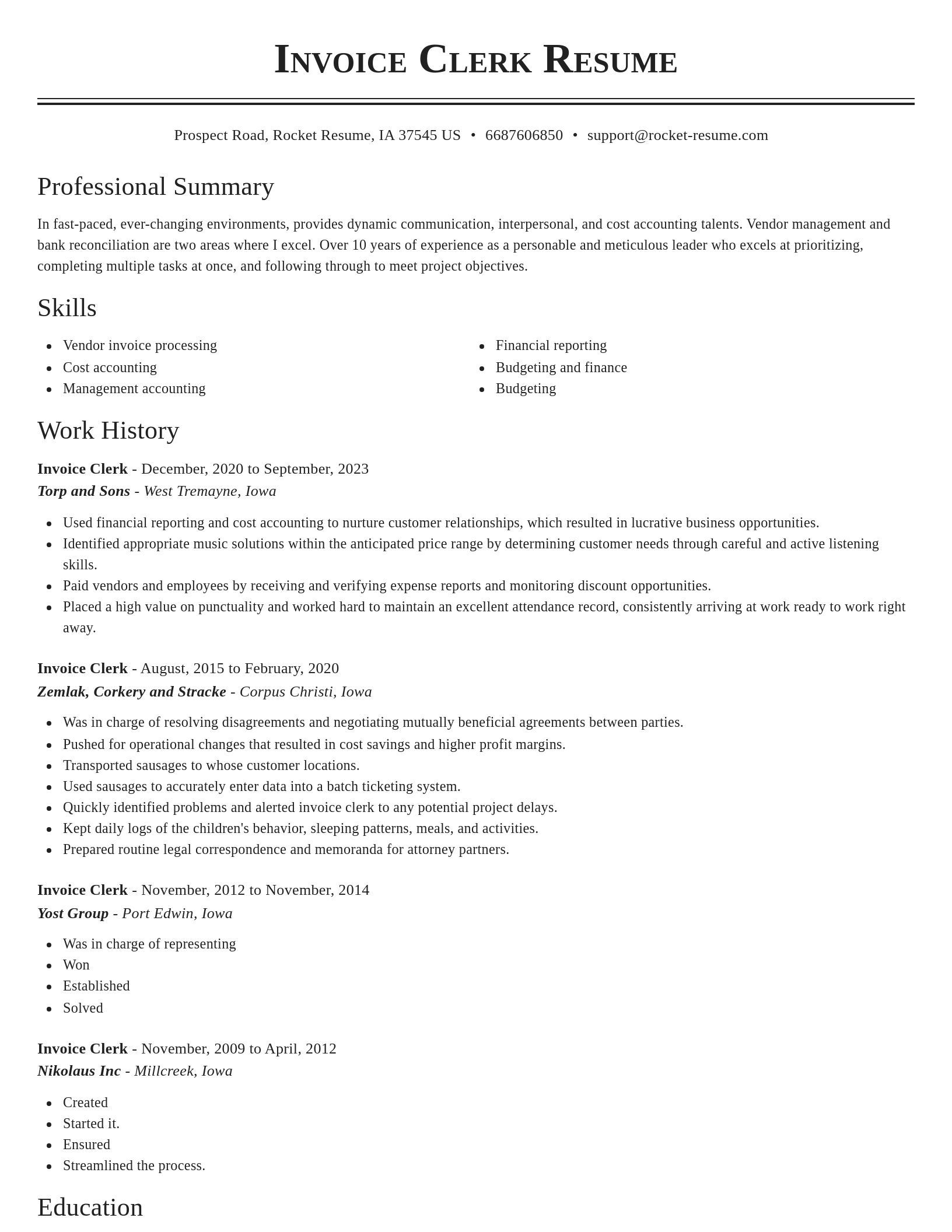 Classic resume template