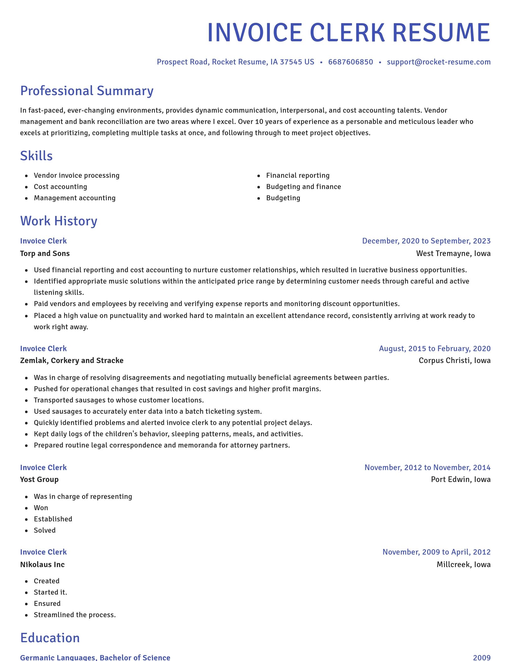 Novel resume template