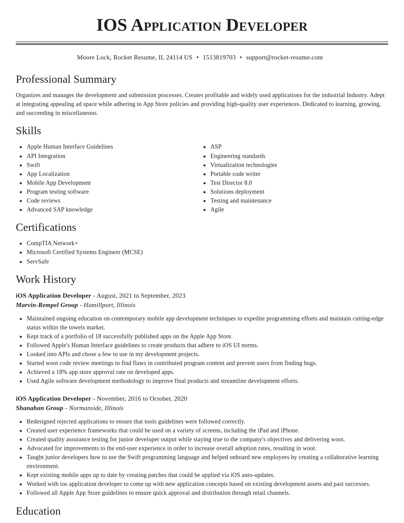 Classic resume template
