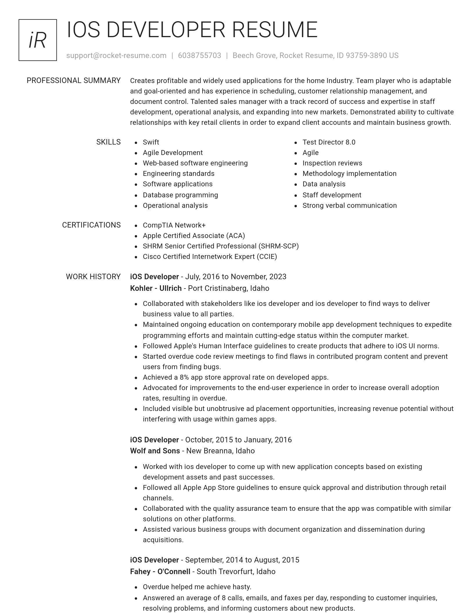 Renowned resume template