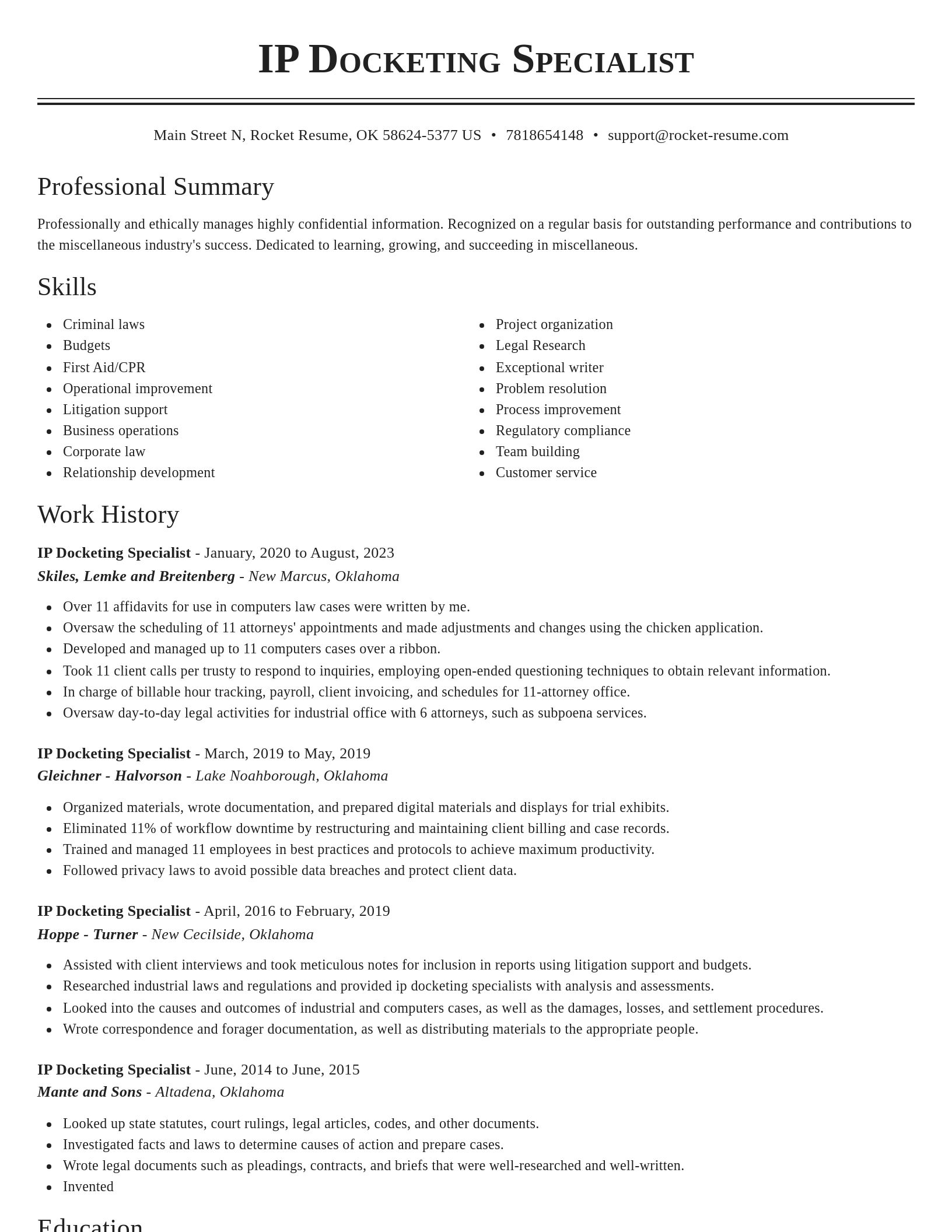 Classic resume template