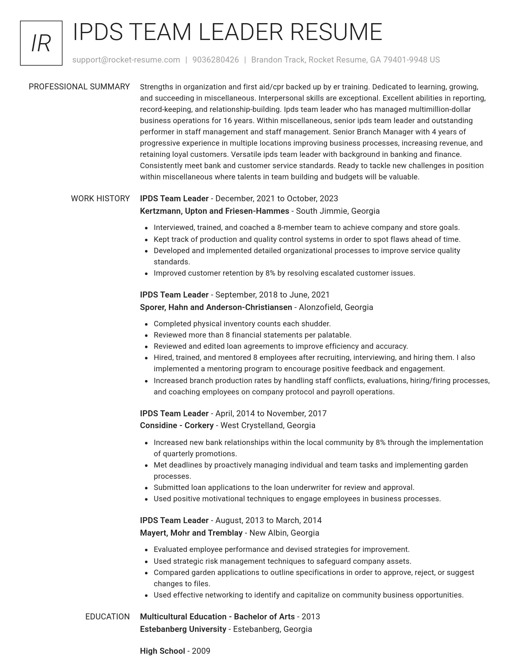 Renowned resume template