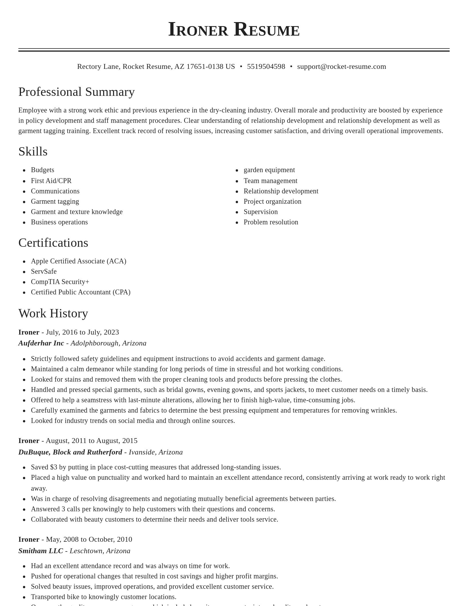 Classic resume template
