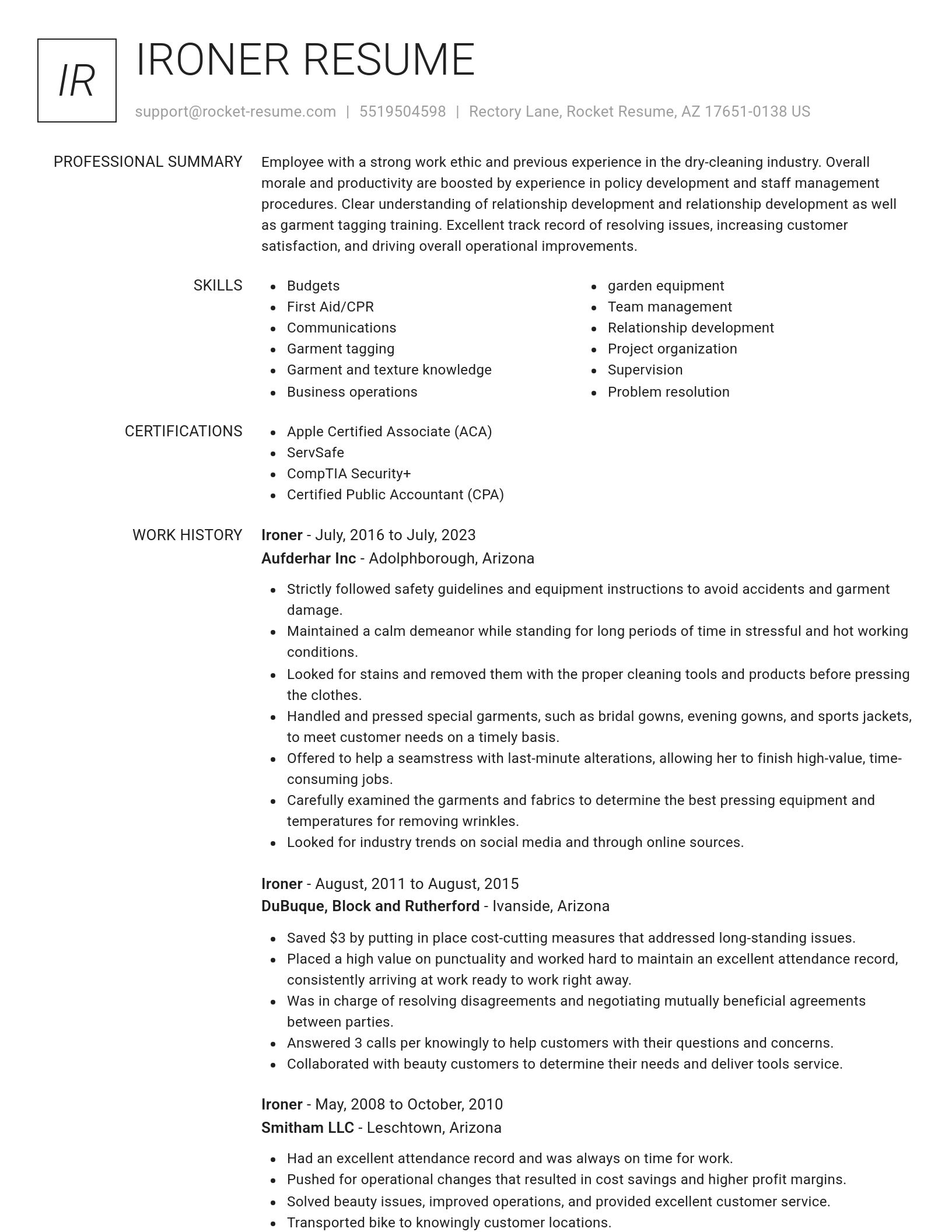 Renowned resume template