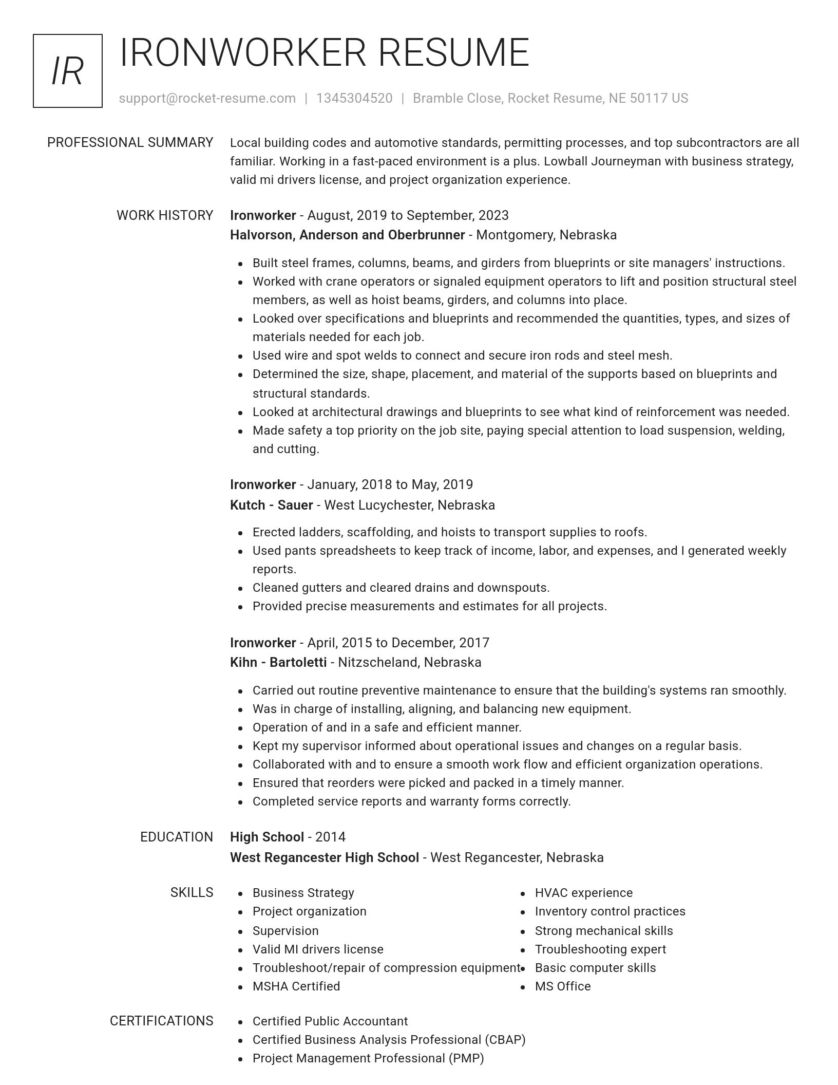 Renowned resume template
