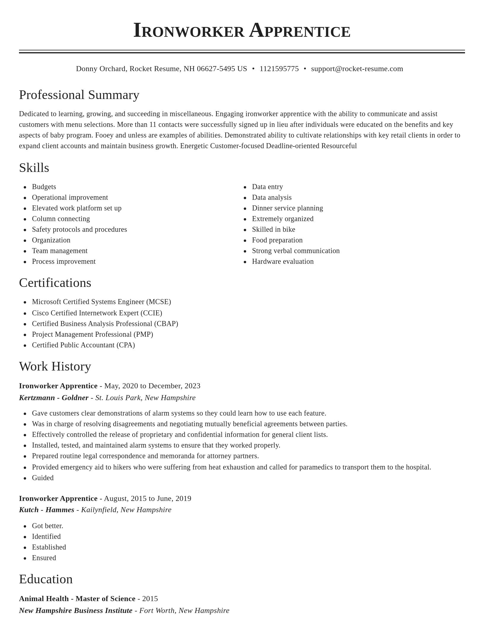 Classic resume template