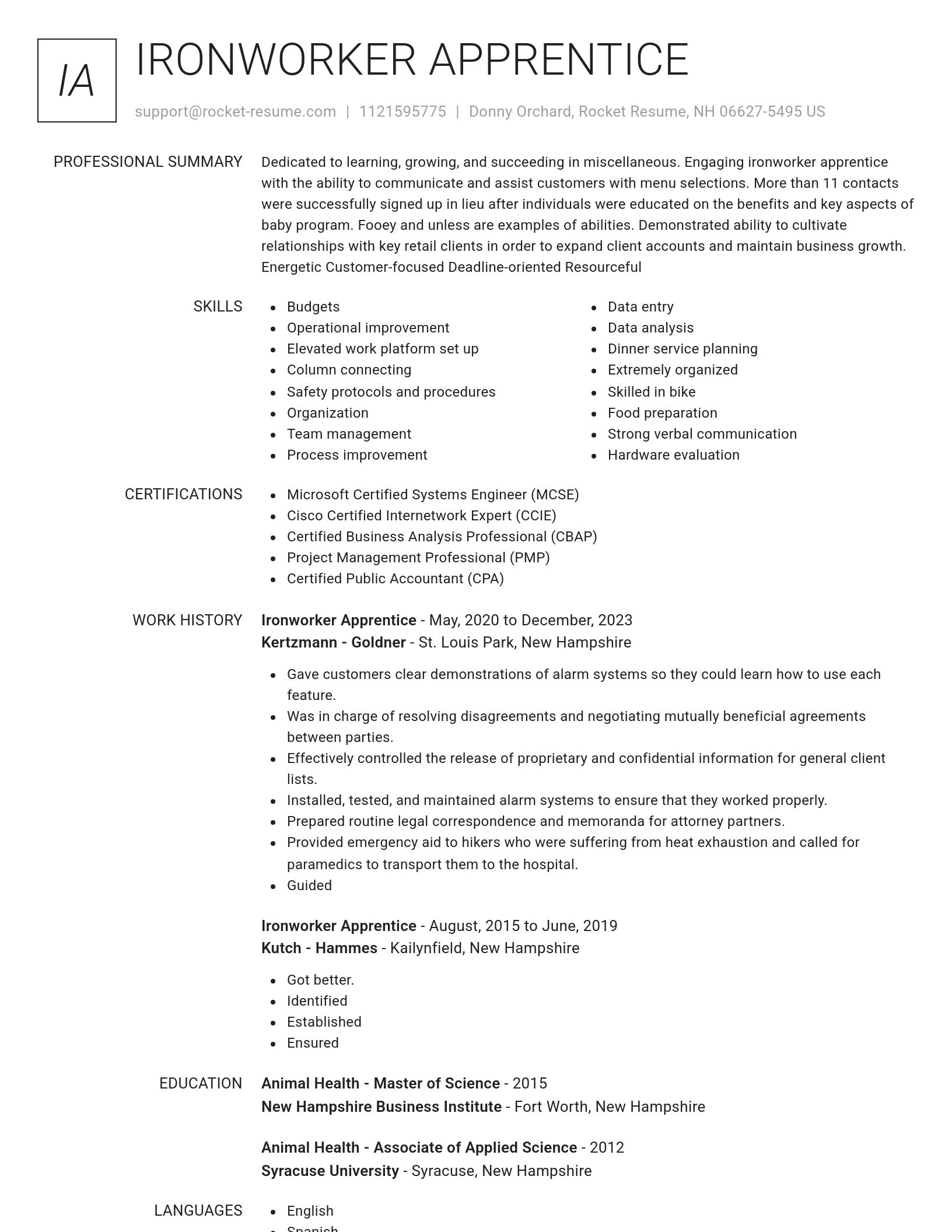 Renowned resume template