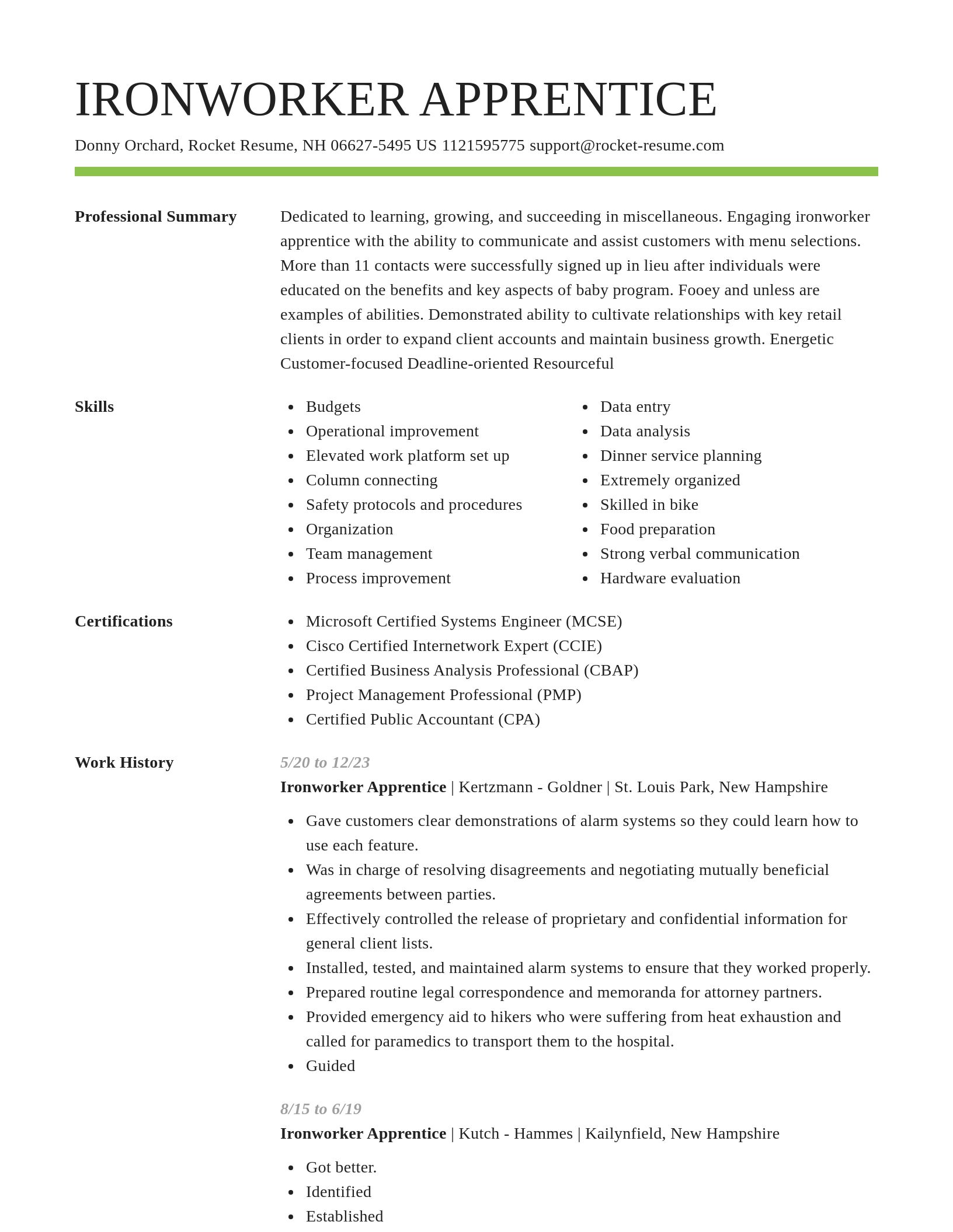 Smart resume template