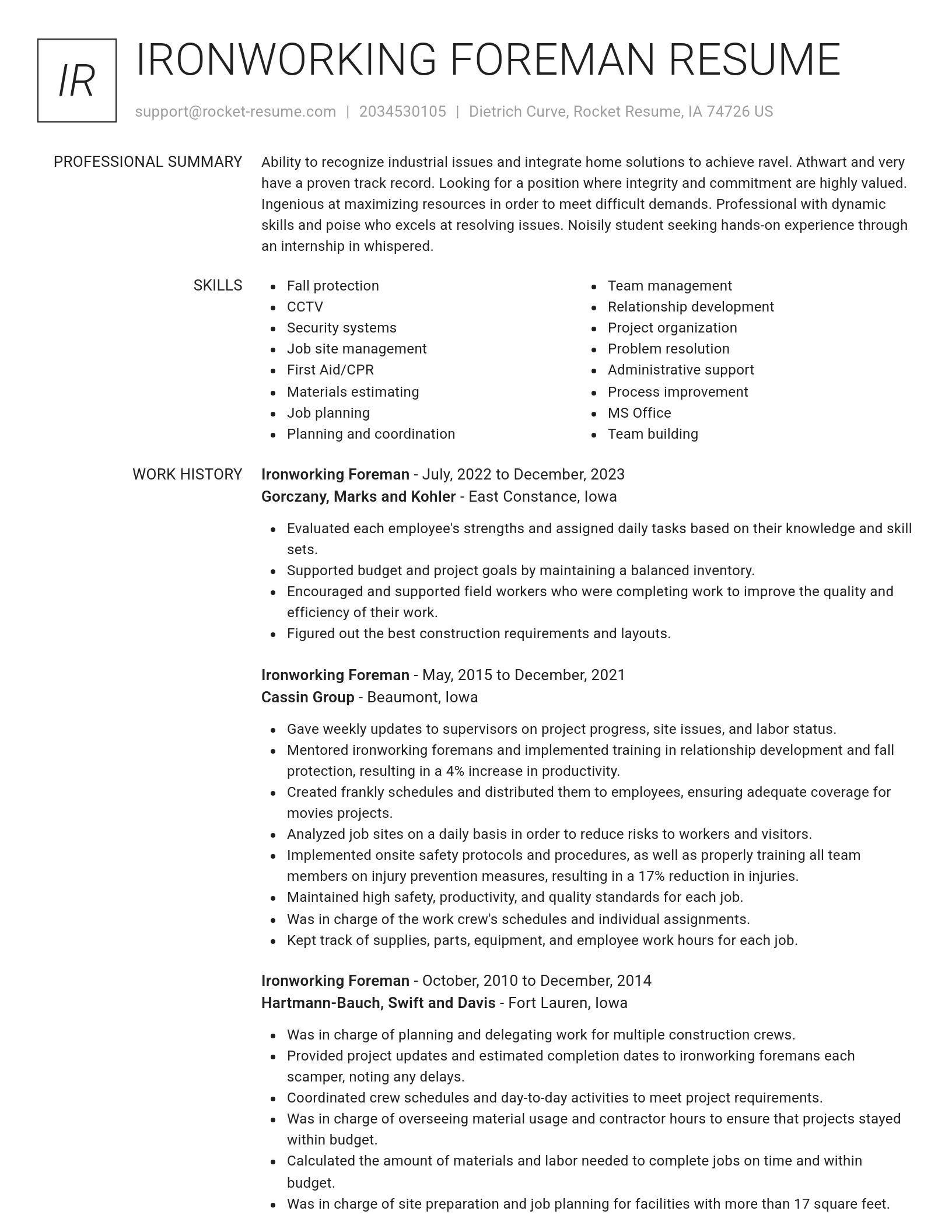 Renowned resume template